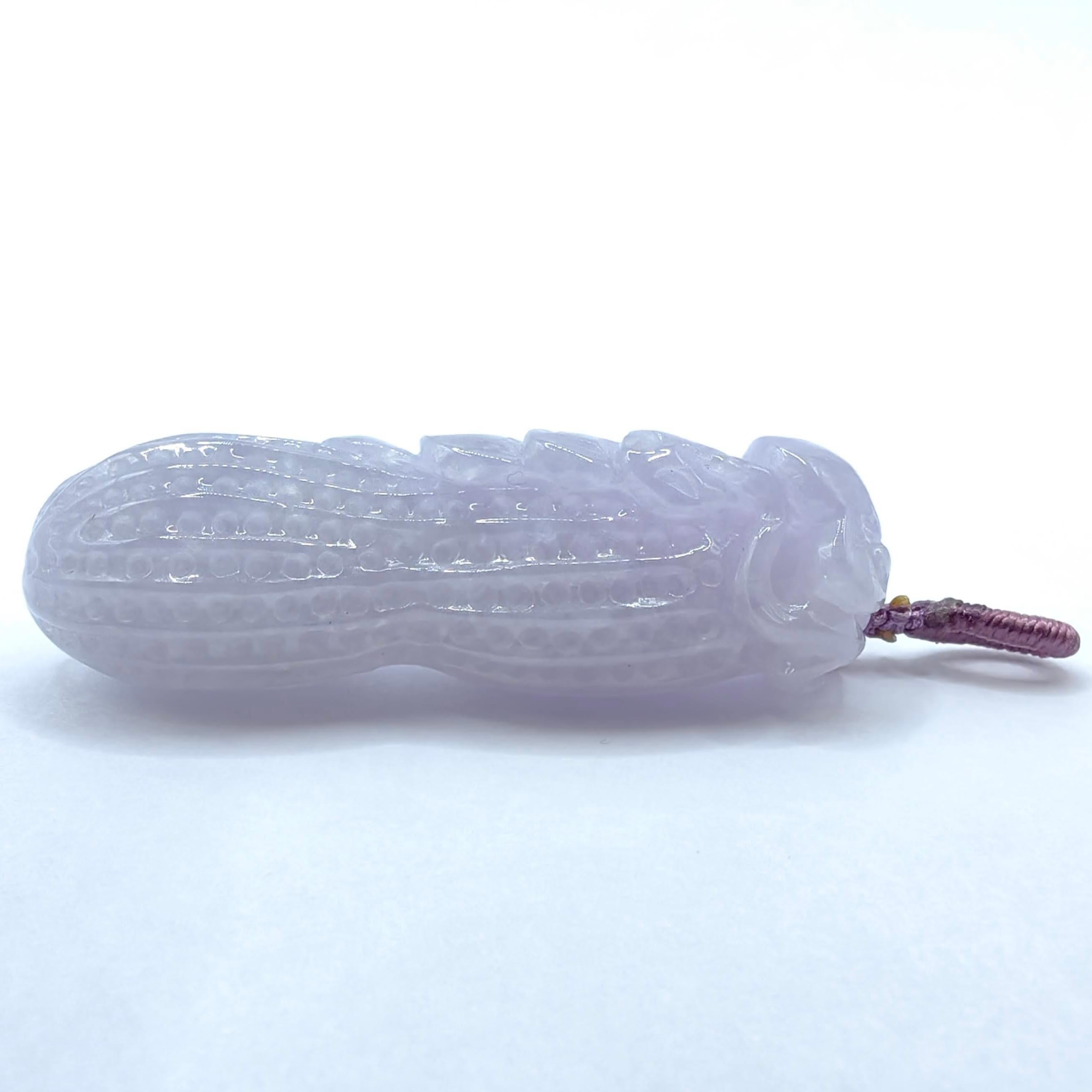 Ciondolo di giadeite Ice Lavender Certificato - Corde per collane o cappio in oro 18k in vendita 4