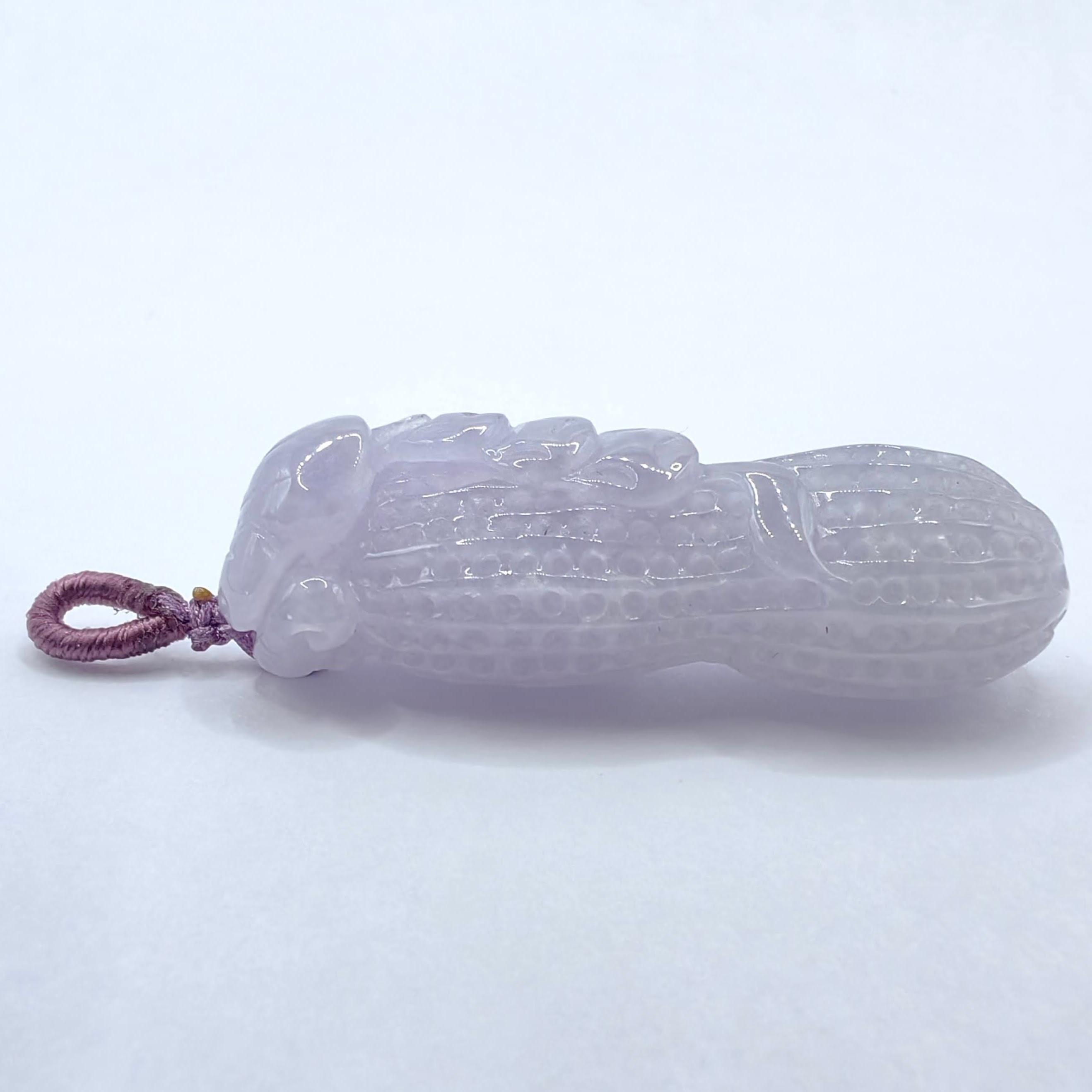 Ciondolo di giadeite Ice Lavender Certificato - Corde per collane o cappio in oro 18k in vendita 5