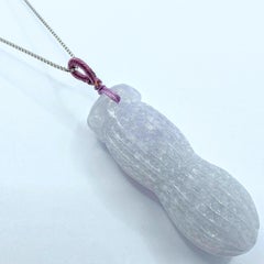 Certified Ice Lavender Jadeite Peanut Pendant Necklace - Cord or 18k Gold Bail