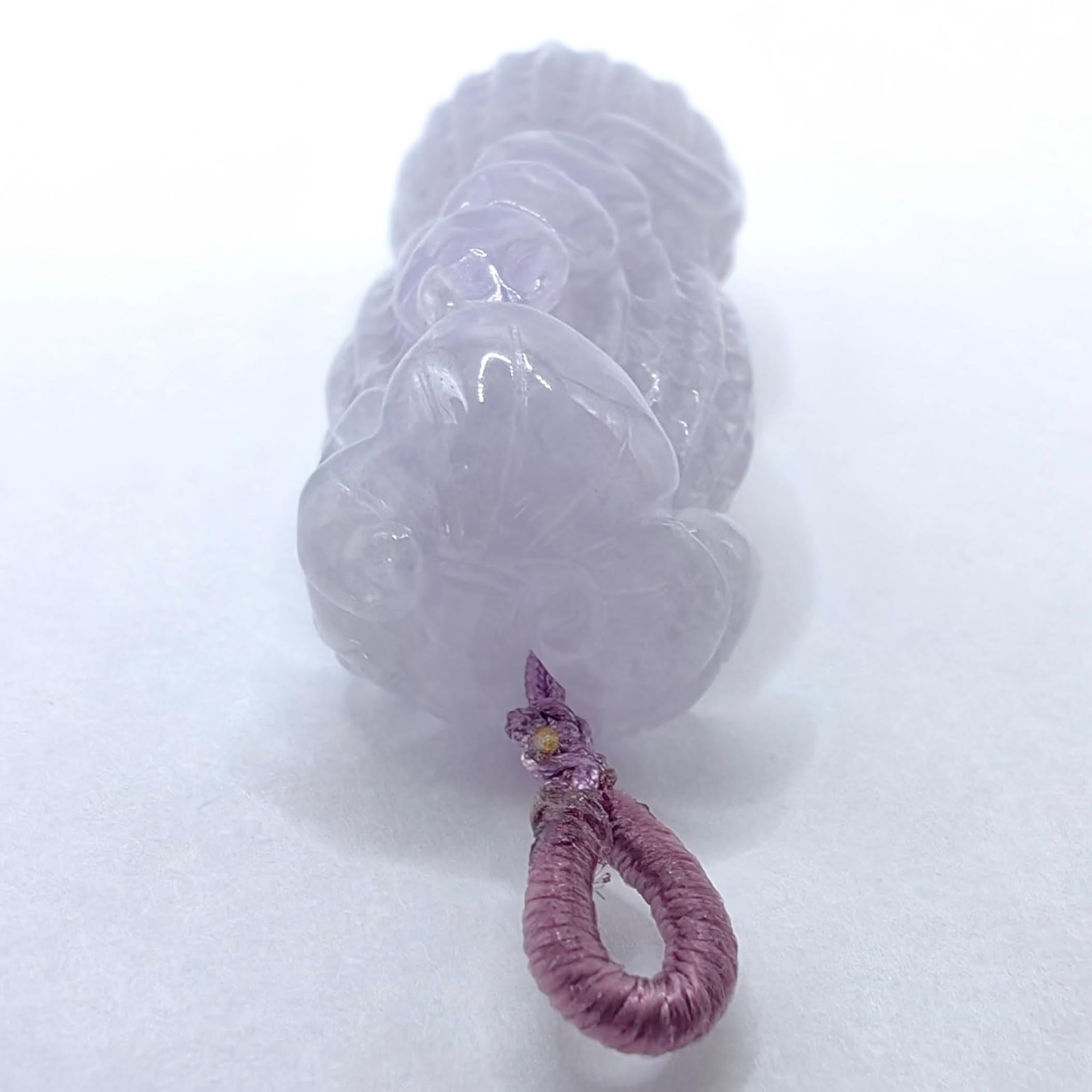 Ciondolo di giadeite Ice Lavender Certificato - Corde per collane o cappio in oro 18k in vendita 1