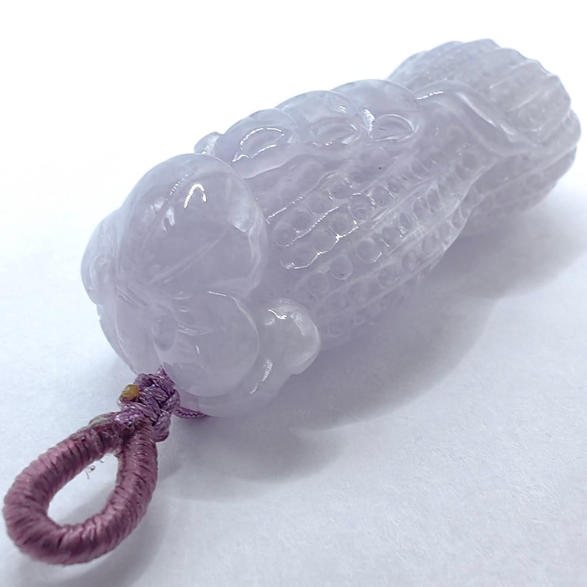 Ciondolo di giadeite Ice Lavender Certificato - Corde per collane o cappio in oro 18k in vendita 3