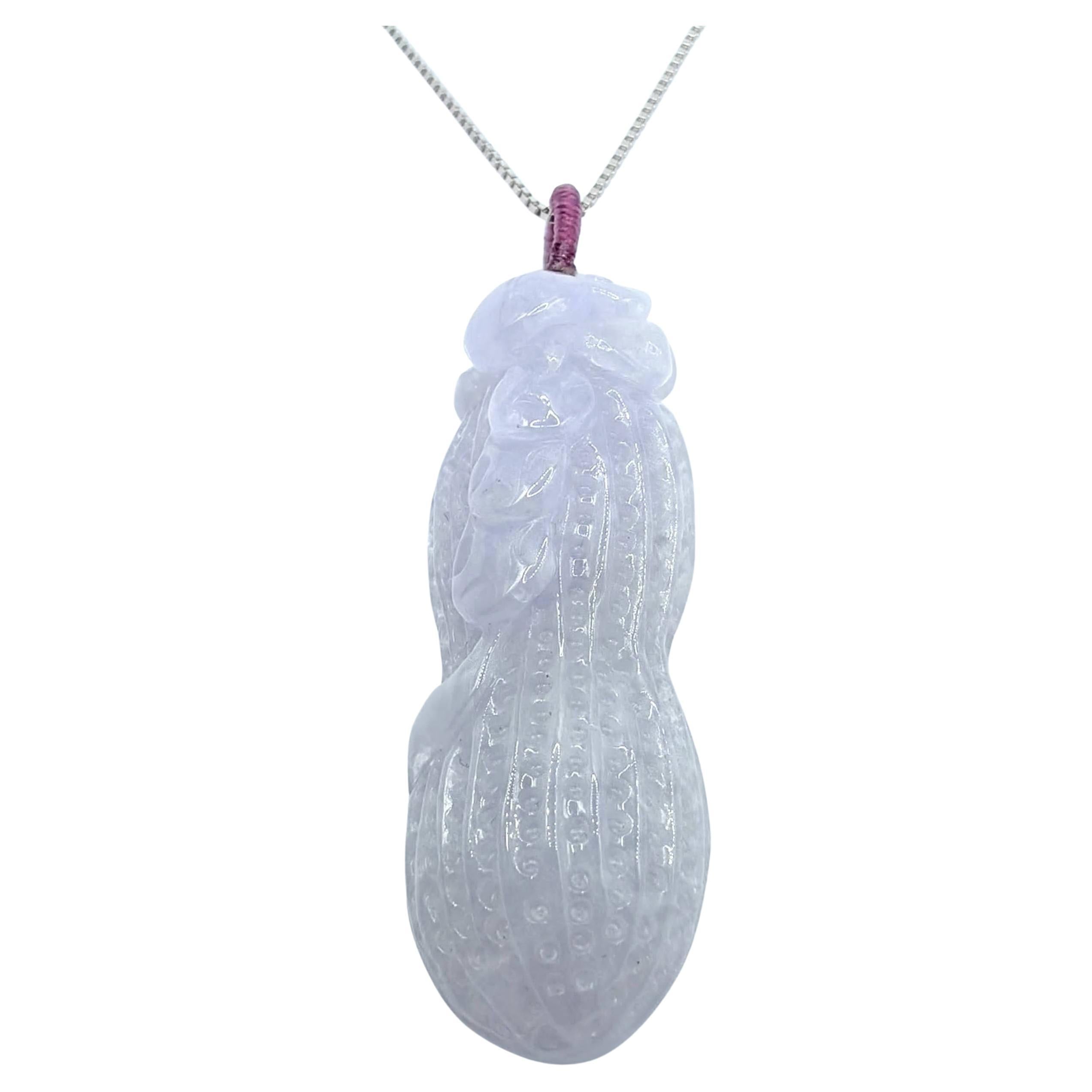 Ciondolo di giadeite Ice Lavender Certificato - Corde per collane o cappio in oro 18k in vendita