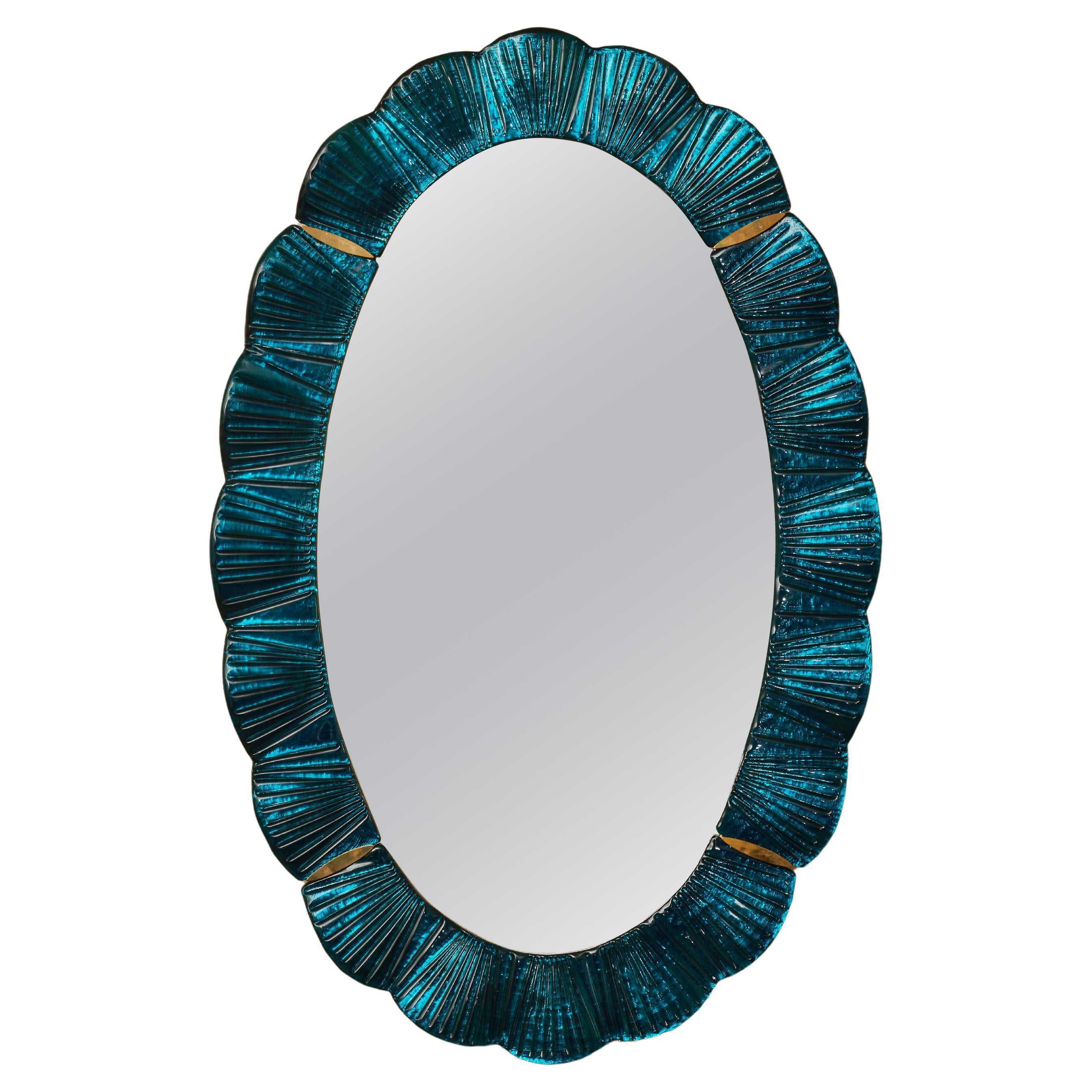 "Ice Mint" Oval Mirror by Studio Glustin