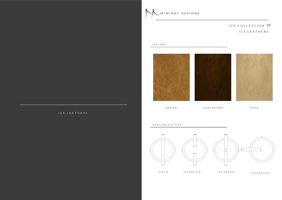 Hand-Crafted Ice Moitié Wall Light in Brown Leather by Miminat Designs For Sale