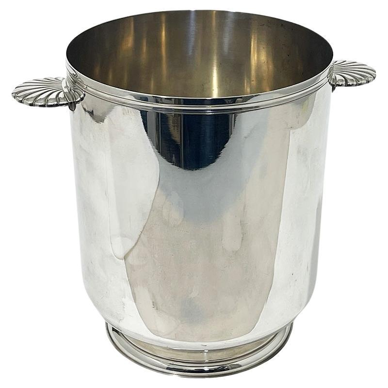 Ice or champagne bucket by Christofle silver plated, France, Mid-20th Century For Sale