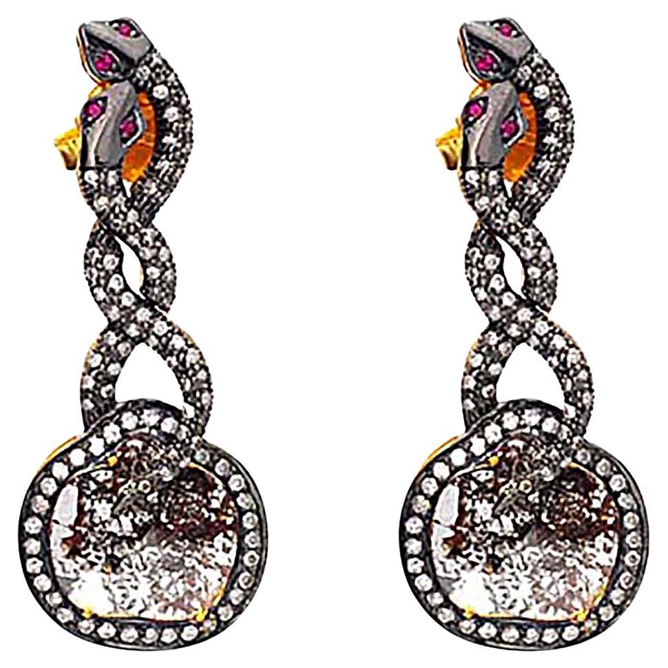 Ice Pave Diamonds Dangle Earrings In 14k Gold