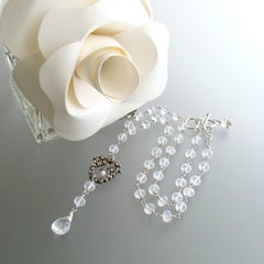 Ice Quartz Victorian Silver Paste Heart Pendant Necklace