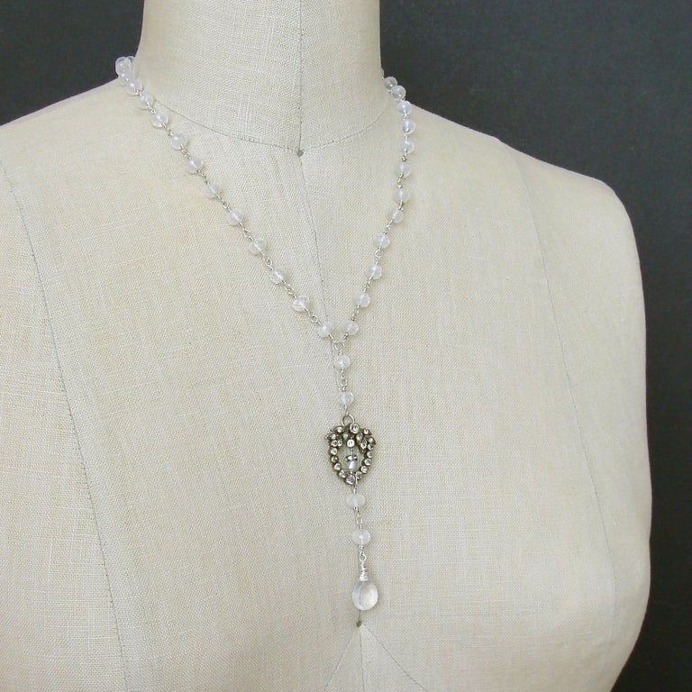 Ice Quartz Victorian Silver Paste Heart Pendant Necklace For Sale (Free ...