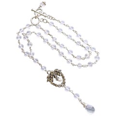 Ice Quartz Victorian Silver Paste Heart Pendant Necklace
