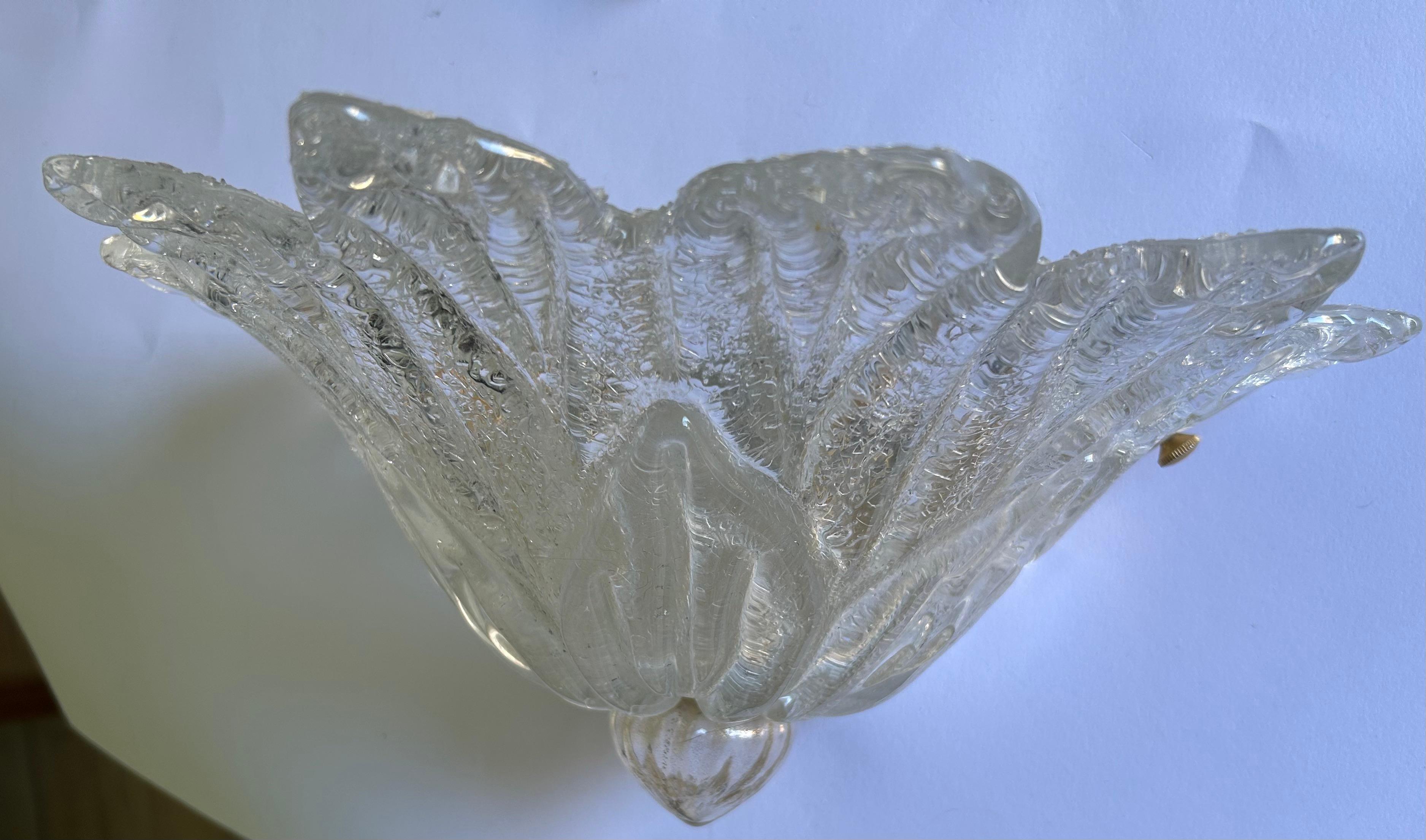 Regina dei ghiacci, plafoniera in vetro di Murano e coppia di appliques, anni '80 in vendita 6