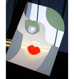 Ice Queen, portrait, pastel colored mirror artwork made of plexiglass