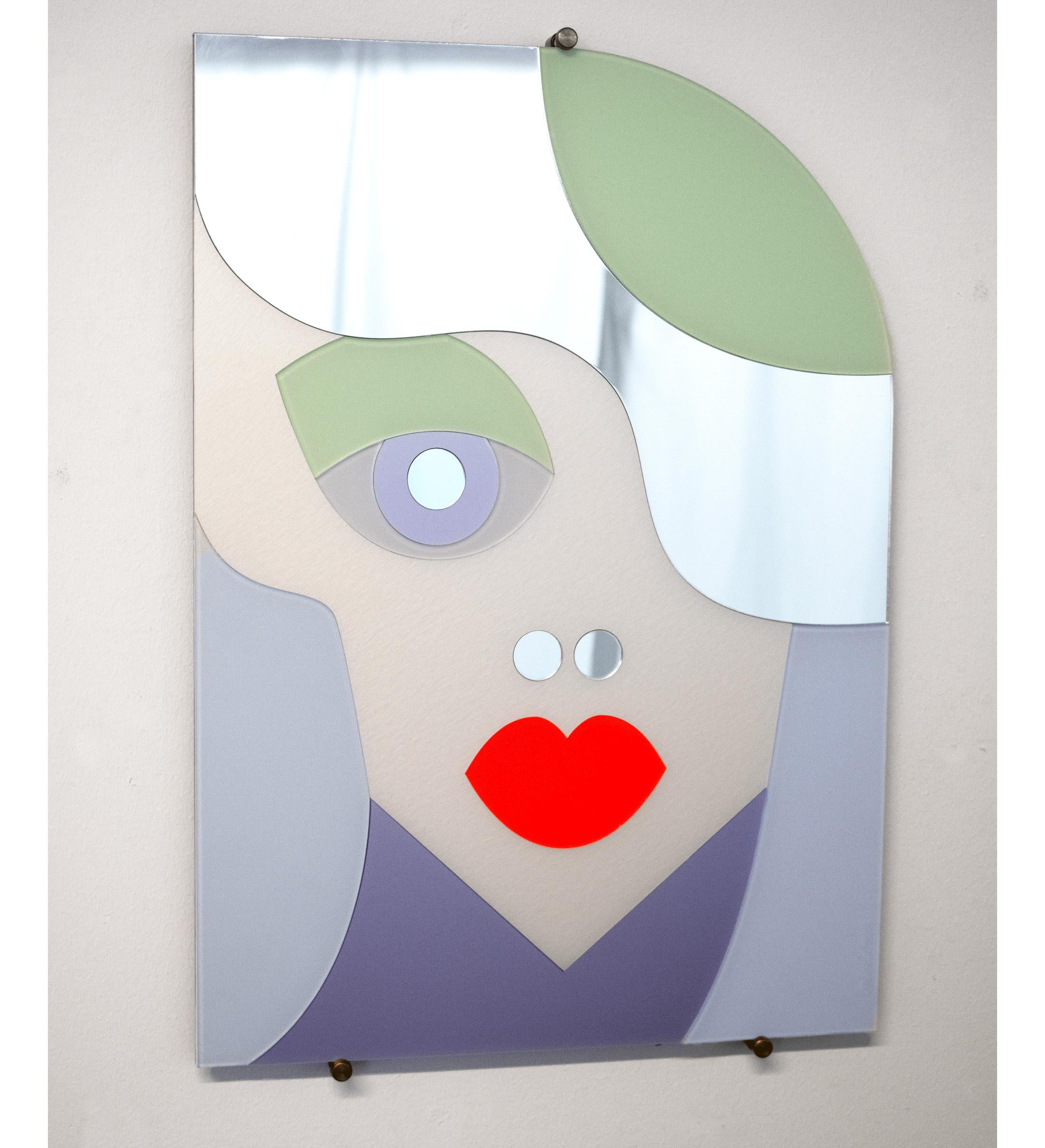  Ice Queen, Porträt, pastellfarbenes, pastellfarbenes Spiegelkunstwerk aus Plexiglas (Sonstiges) im Angebot