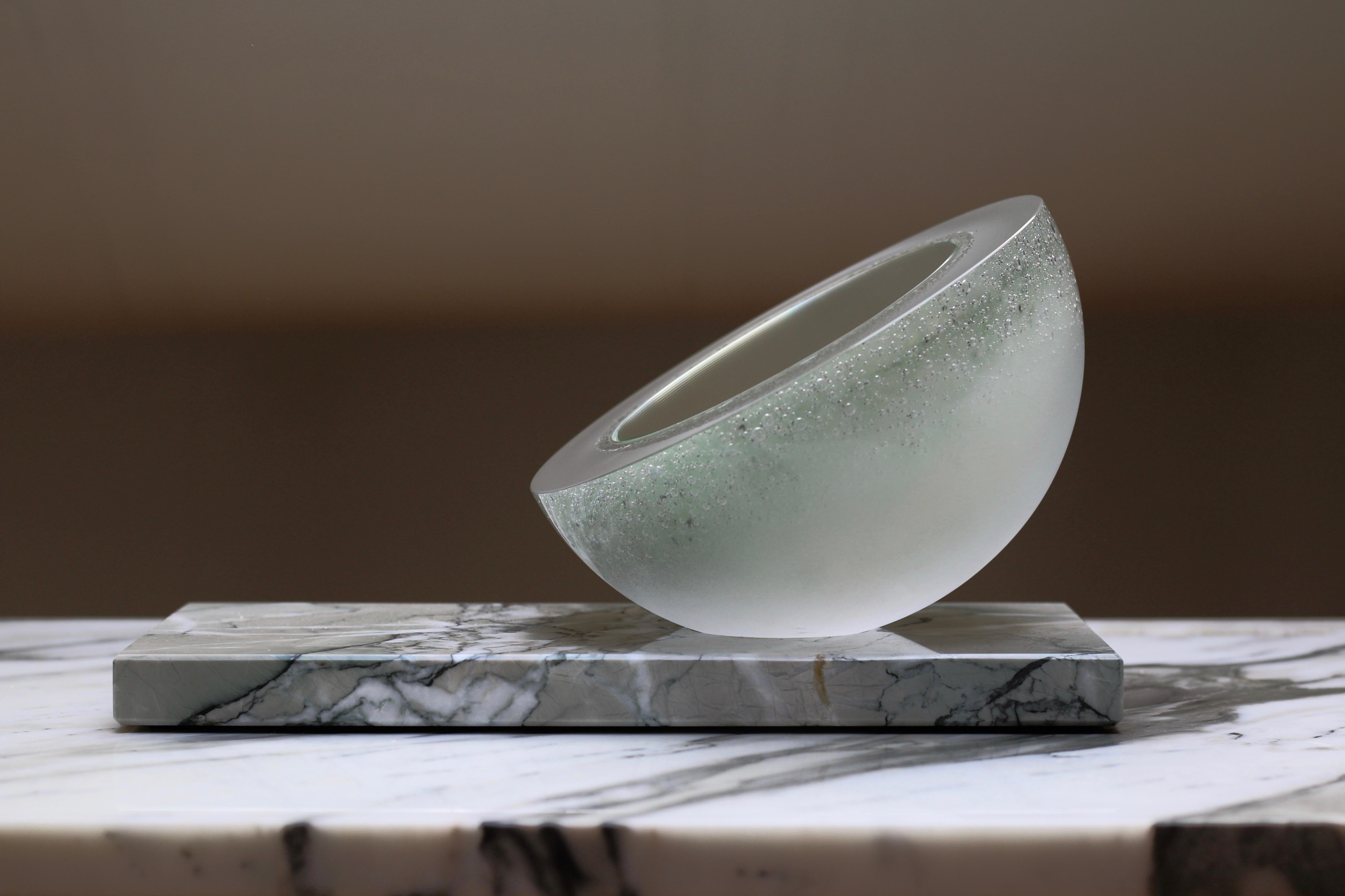 Hand-Crafted 'Ice Queen' Vanity Mirror in Mint Matt Green Glass  For Sale
