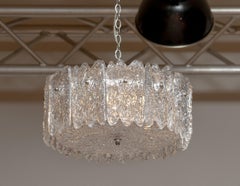 Ice Sculpted Crystal Glass Pendant By Carl Fagerlund For Orrefors, Sweden 1960