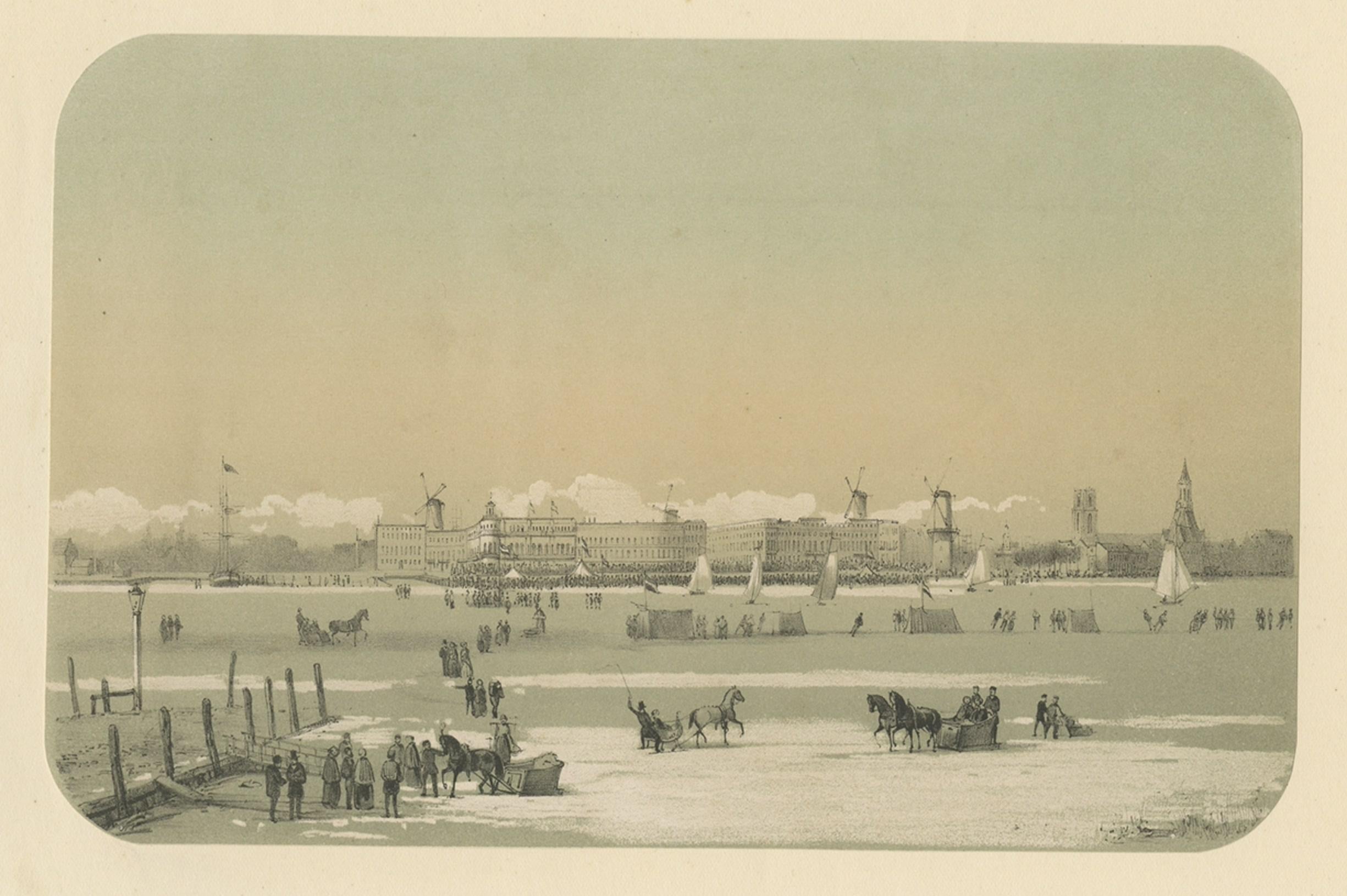 Ice Skating Activities Near Katendrecht and Rotterdam, The Netherlands, 1855 In Good Condition For Sale In Langweer, NL