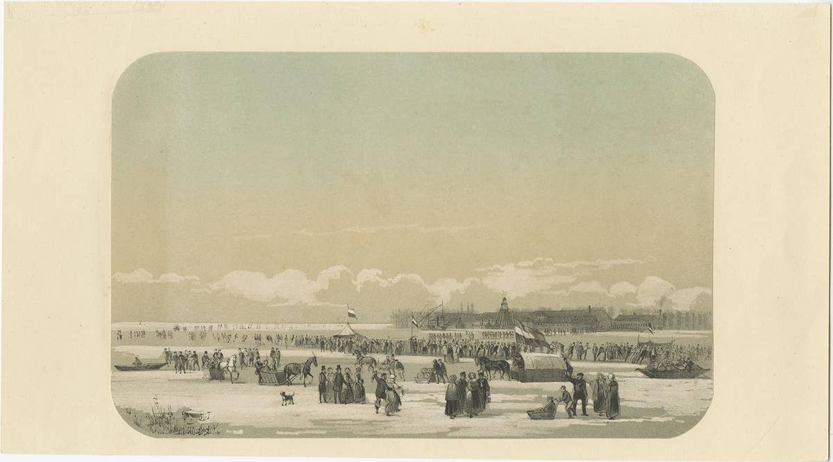 Ice Skating Fun on the River Maas, Rotterdam, The Netherlands, 1855