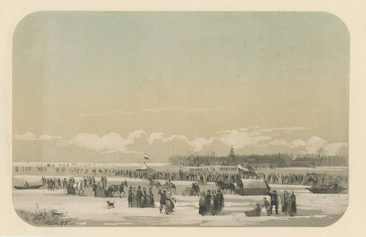 Ice Skating Fun on the River Maas, Rotterdam, The Netherlands, 1855