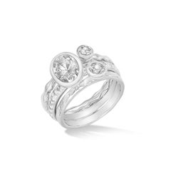 Ice Twinkle Stacking Rings In Sterling Silver