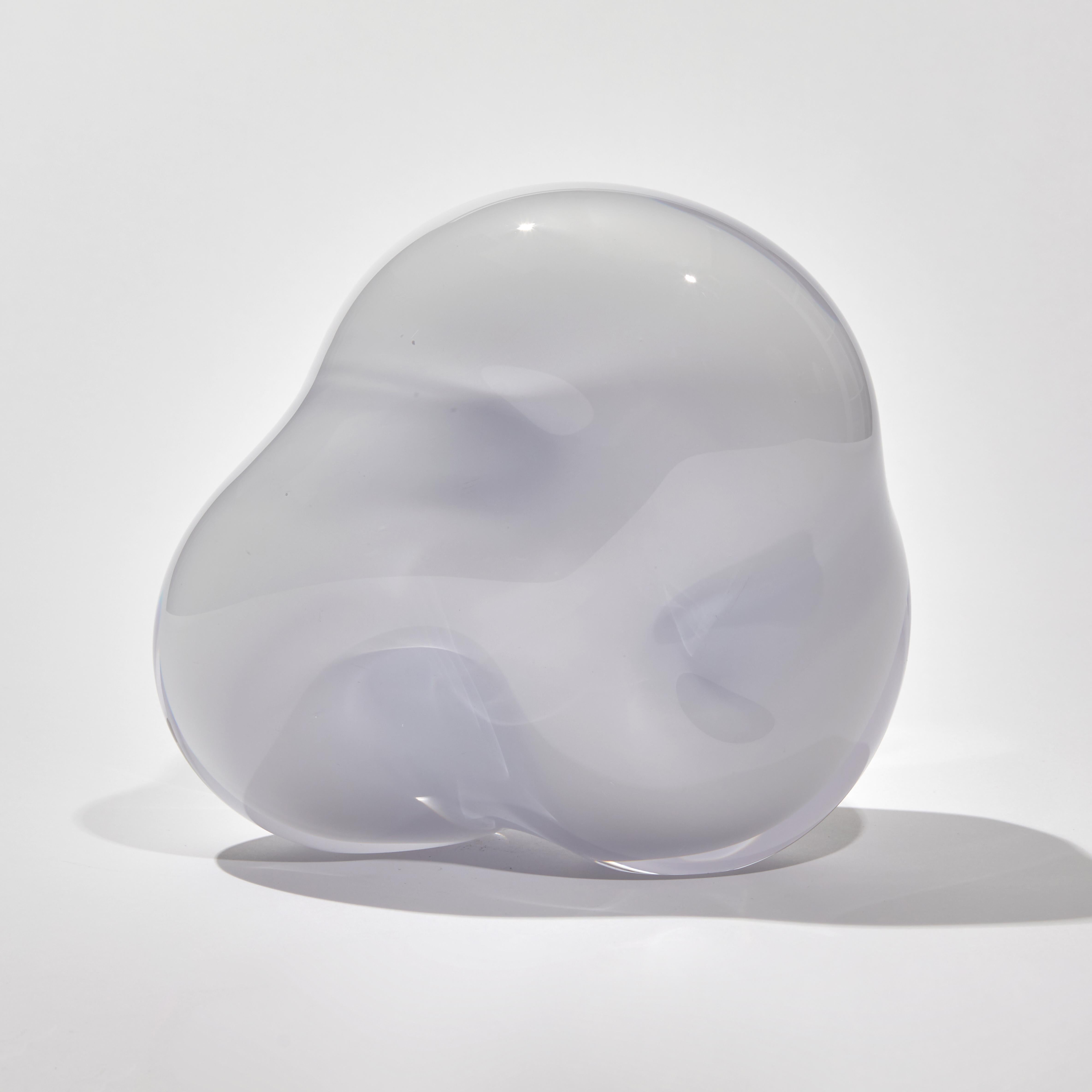 British Ice Vug in Aubergine, White & Purple Glass Sculpture by Samantha Donaldson