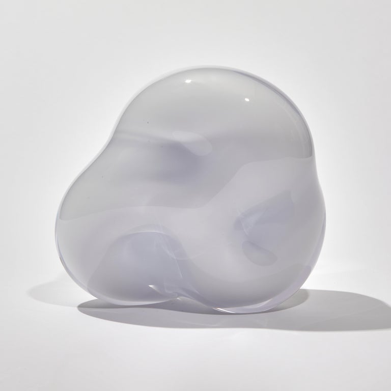 British Ice Vug in Aubergine, White & Purple Glass Sculpture by Samantha Donaldson For Sale