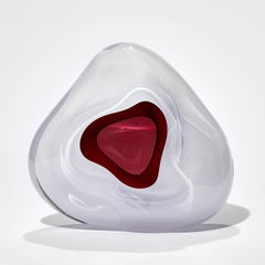 Ice Vug in Fuchsia, A White & Pink Geode Glass Sculpture by Samantha Donaldson