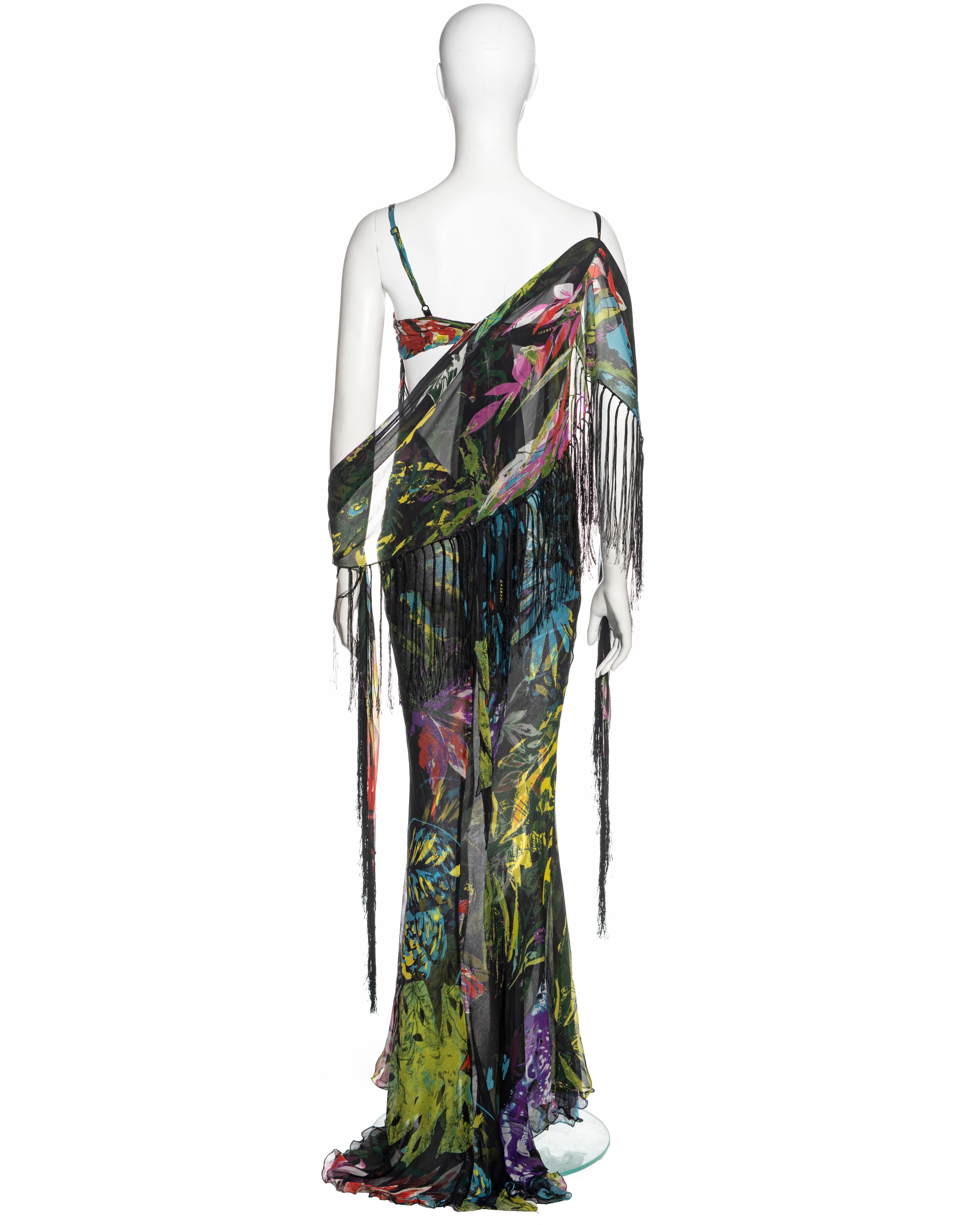 Iceberg bias cut jungle-print silk maxi dress and shawl, ss 2003 1
