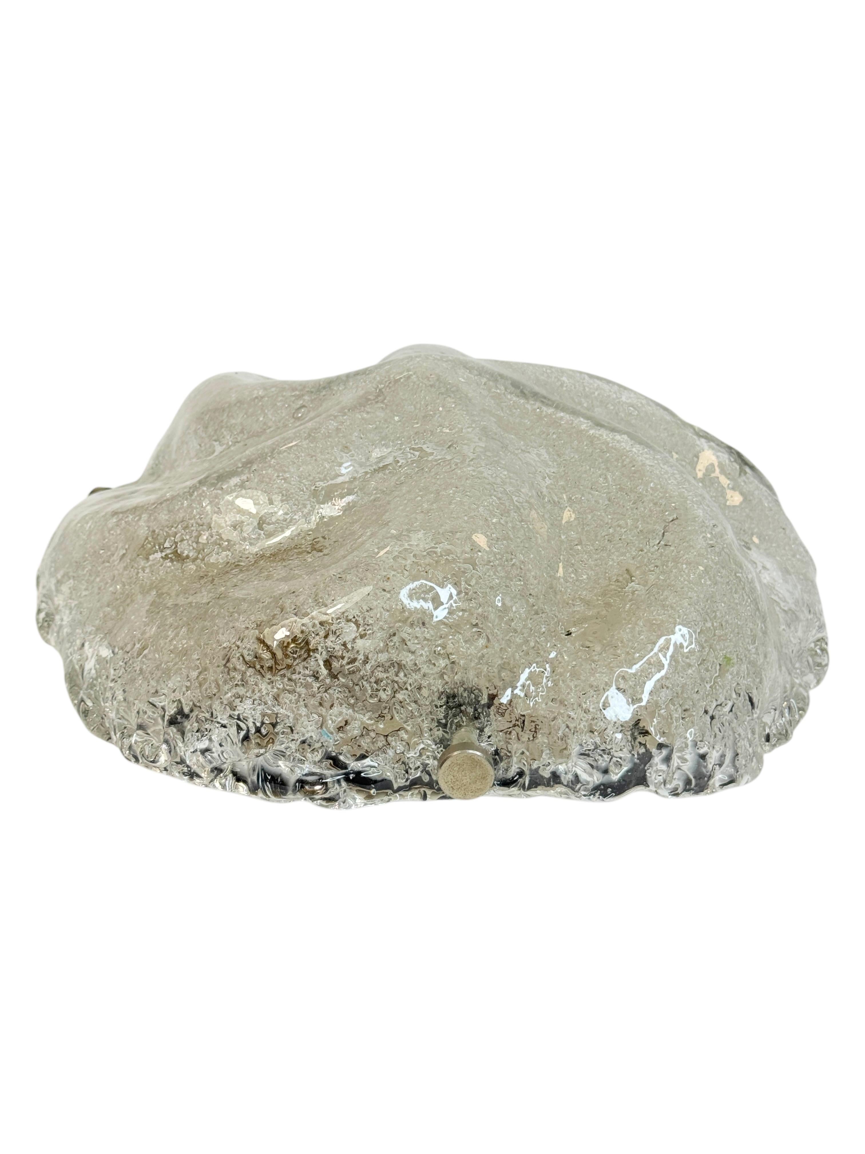 Iceberg Block Pattern Glass and Chrome, Flush Mount Ceiling Light, Italia, Años 60 en venta 3