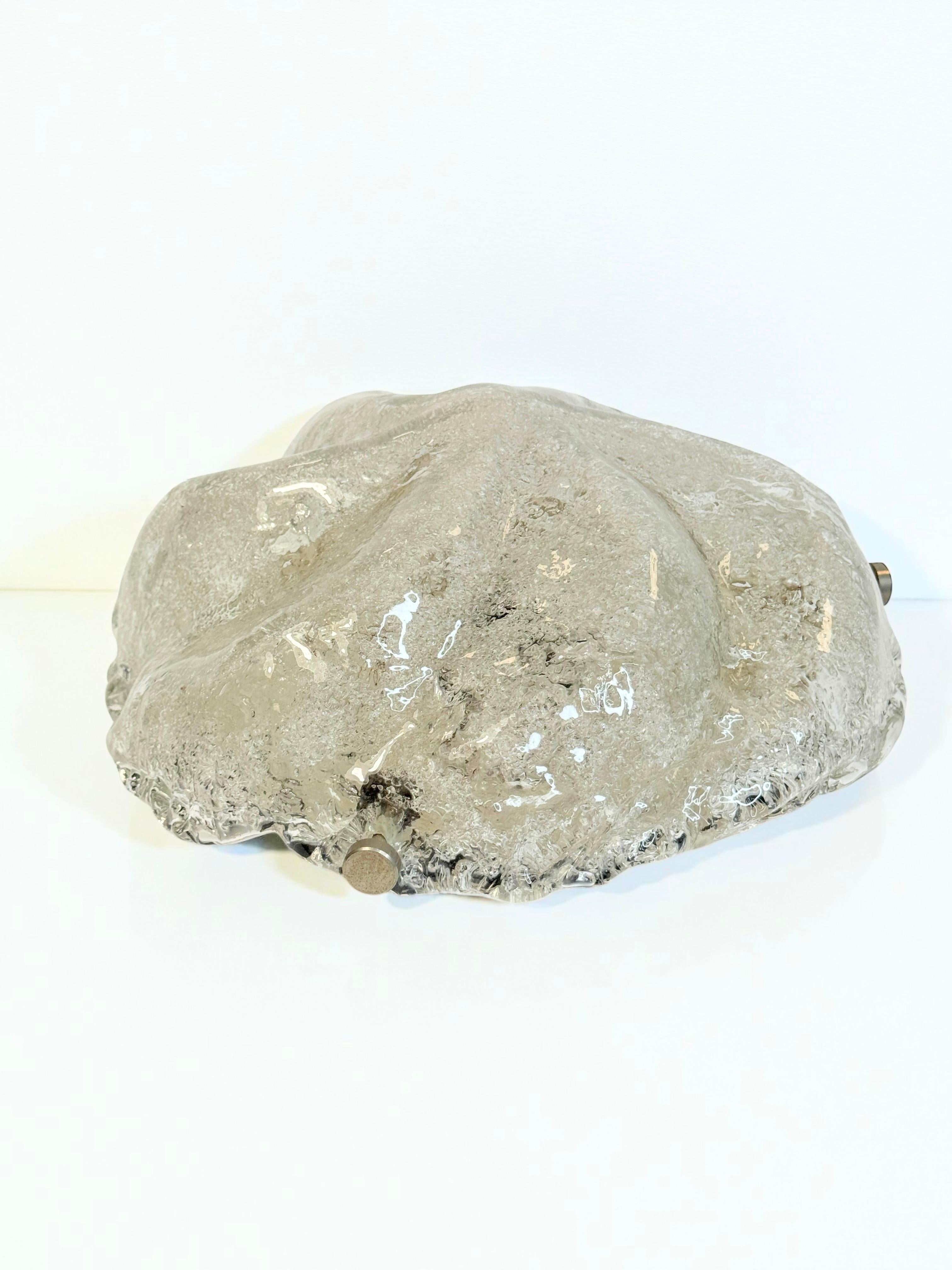 Iceberg Block Pattern Glass and Chrome, Flush Mount Ceiling Light, Italia, Años 60 en venta 7