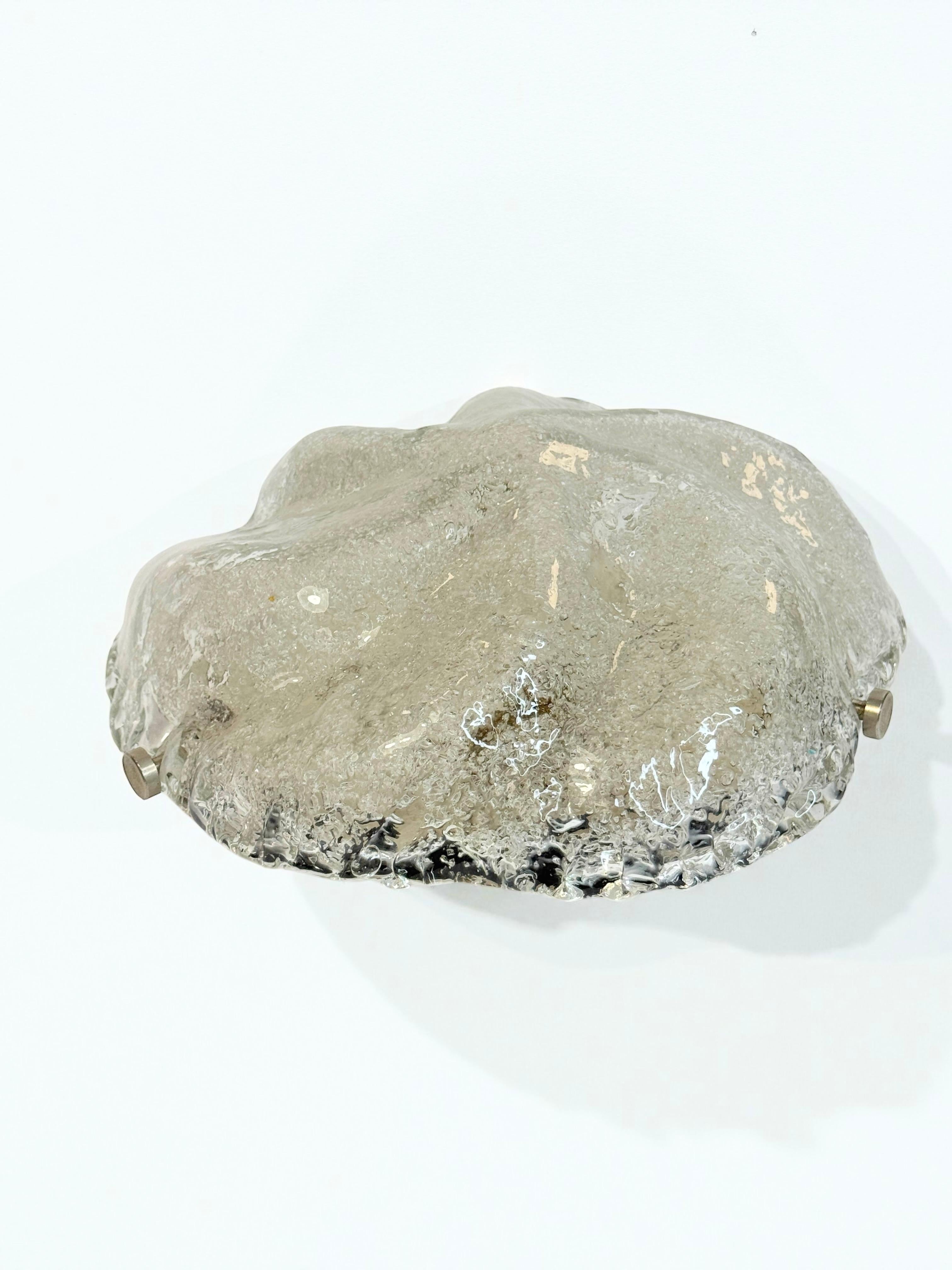 Iceberg Block Pattern Glass and Chrome, Flush Mount Ceiling Light, Italia, Años 60 en venta 8