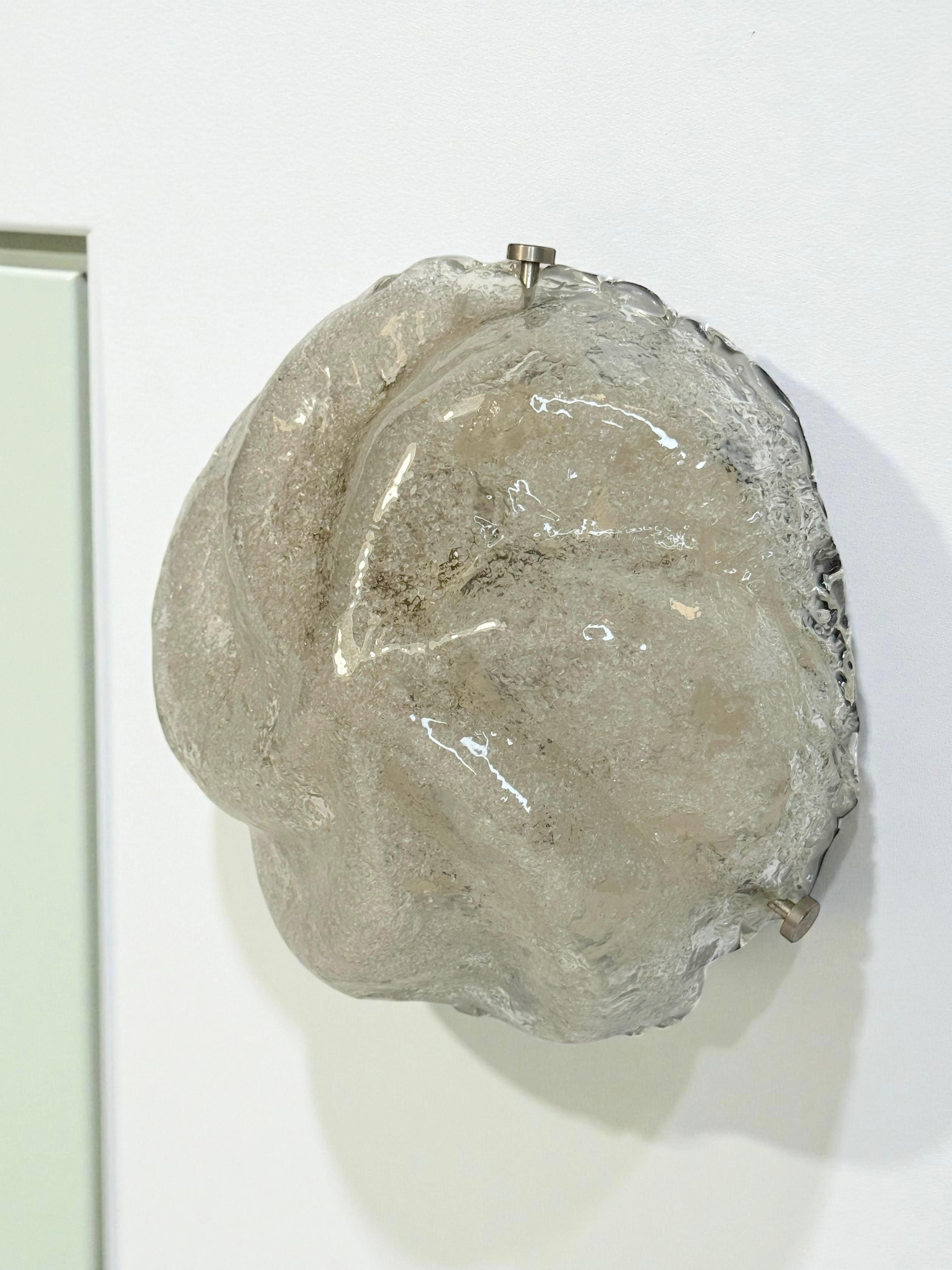 Iceberg Block Pattern Glass and Chrome, Flush Mount Ceiling Light, Italia, Años 60 en venta 9