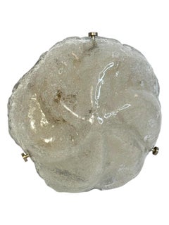 Iceberg Block Pattern Glass and Chrome, Flush Mount Ceiling Light, Italy, 1960s