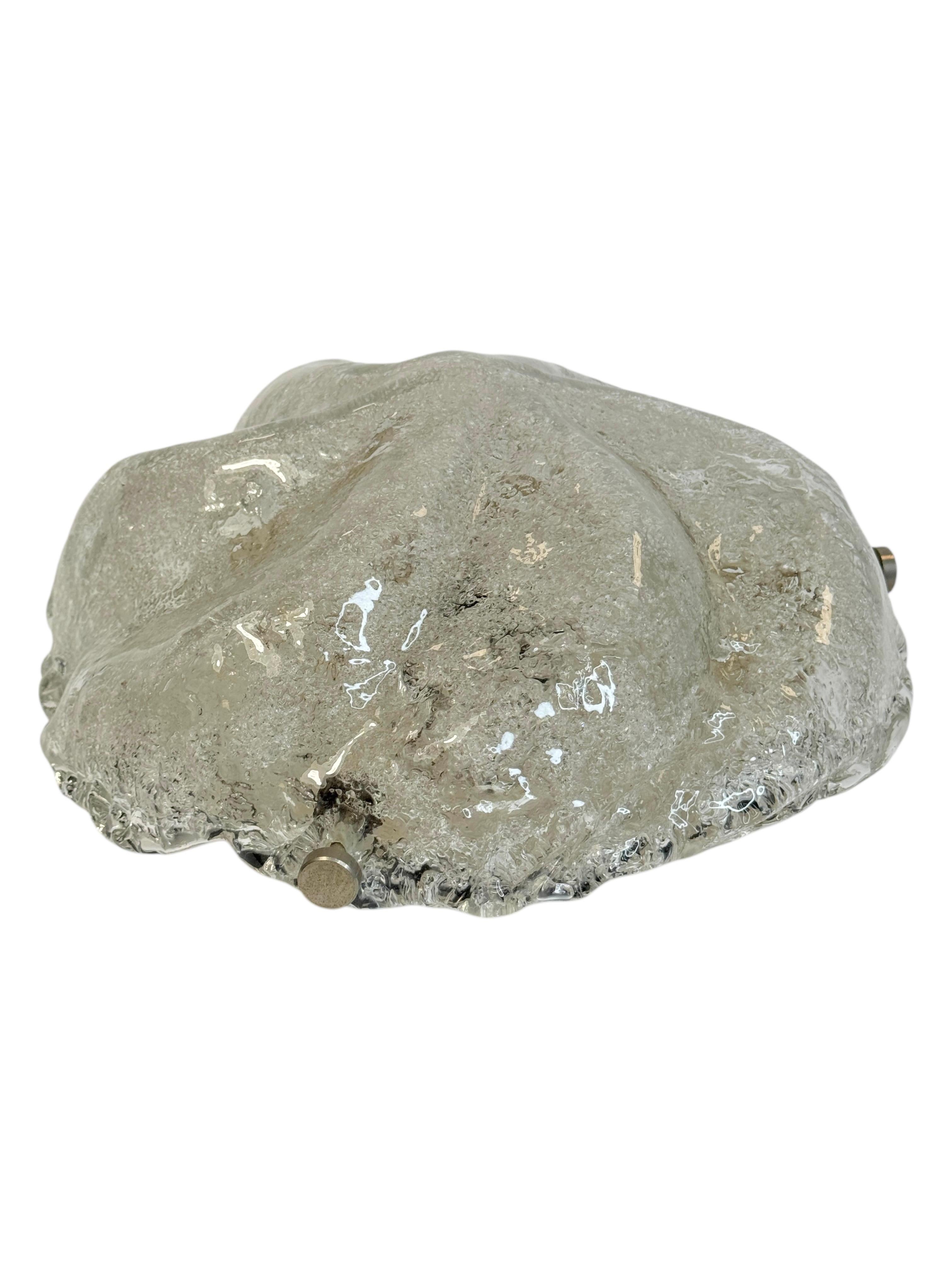 Iceberg Block Pattern Glass and Chrome, Flush Mount Ceiling Light, Italia, Años 60 Moderno de mediados de siglo en venta