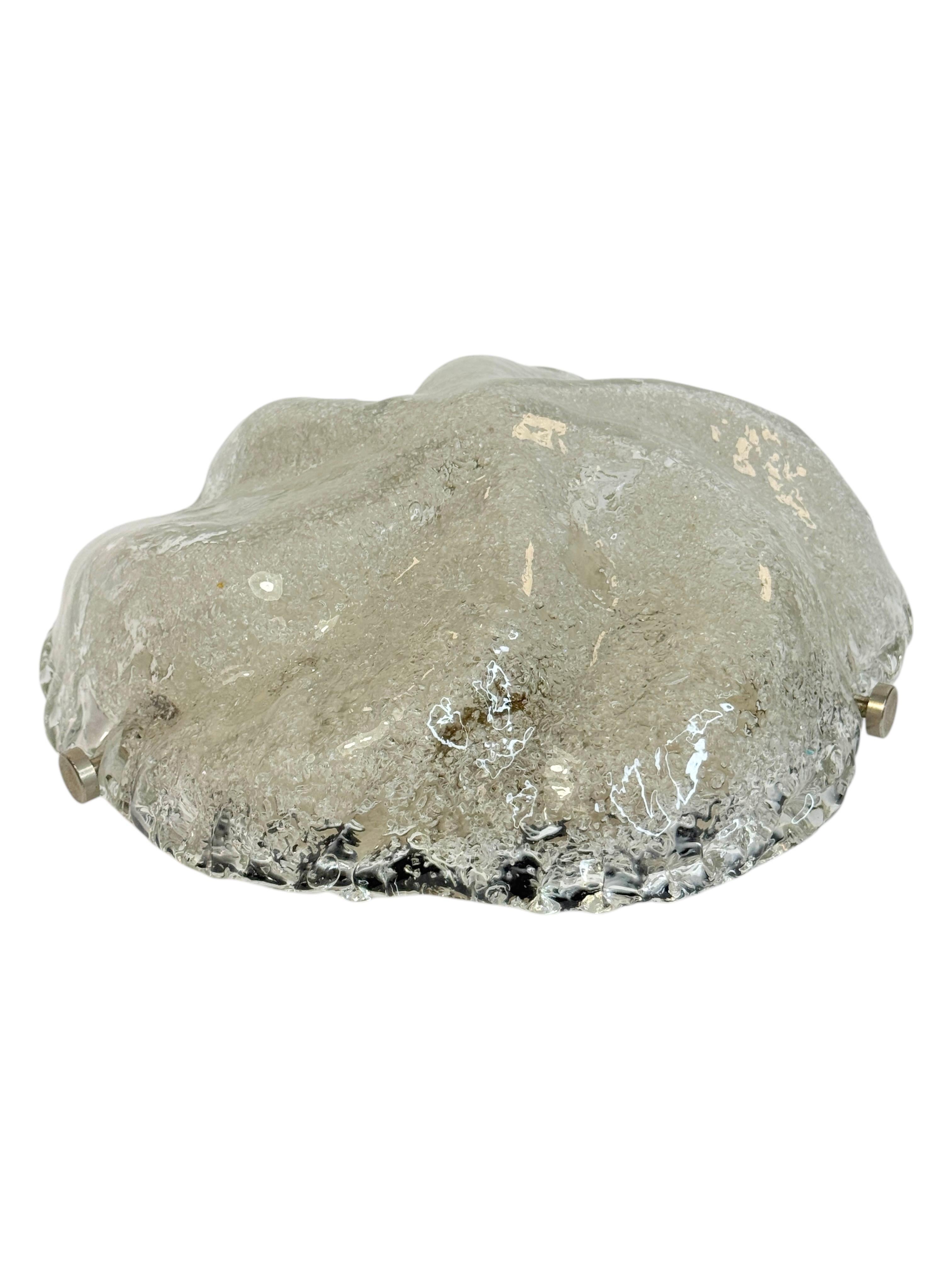 Iceberg Block Pattern Glass and Chrome, Flush Mount Ceiling Light, Italia, Años 60 Italiano en venta