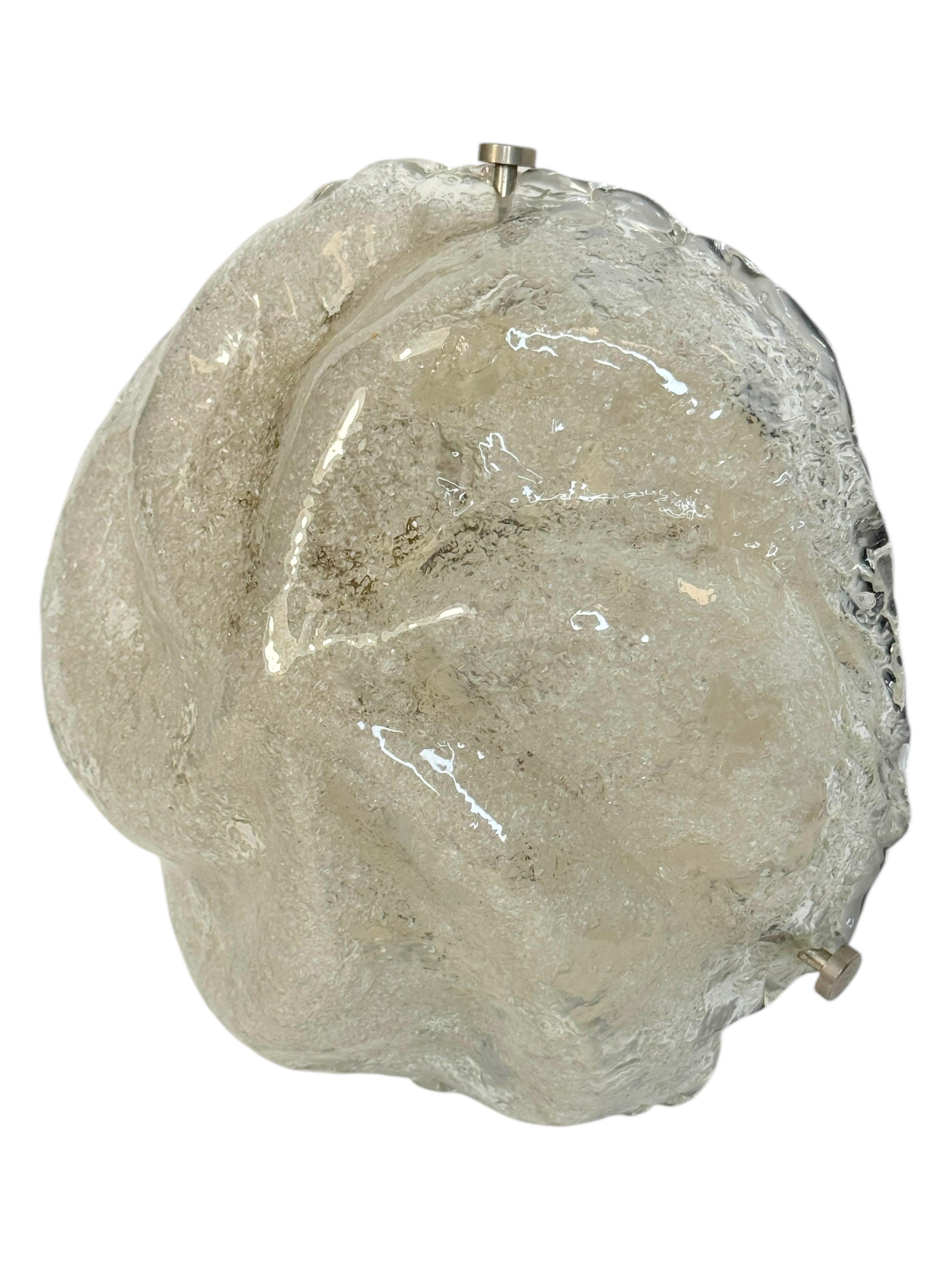 Iceberg Block Pattern Glass and Chrome, Flush Mount Ceiling Light, Italia, Años 60 en Bueno estado para la venta en Nuernberg, DE