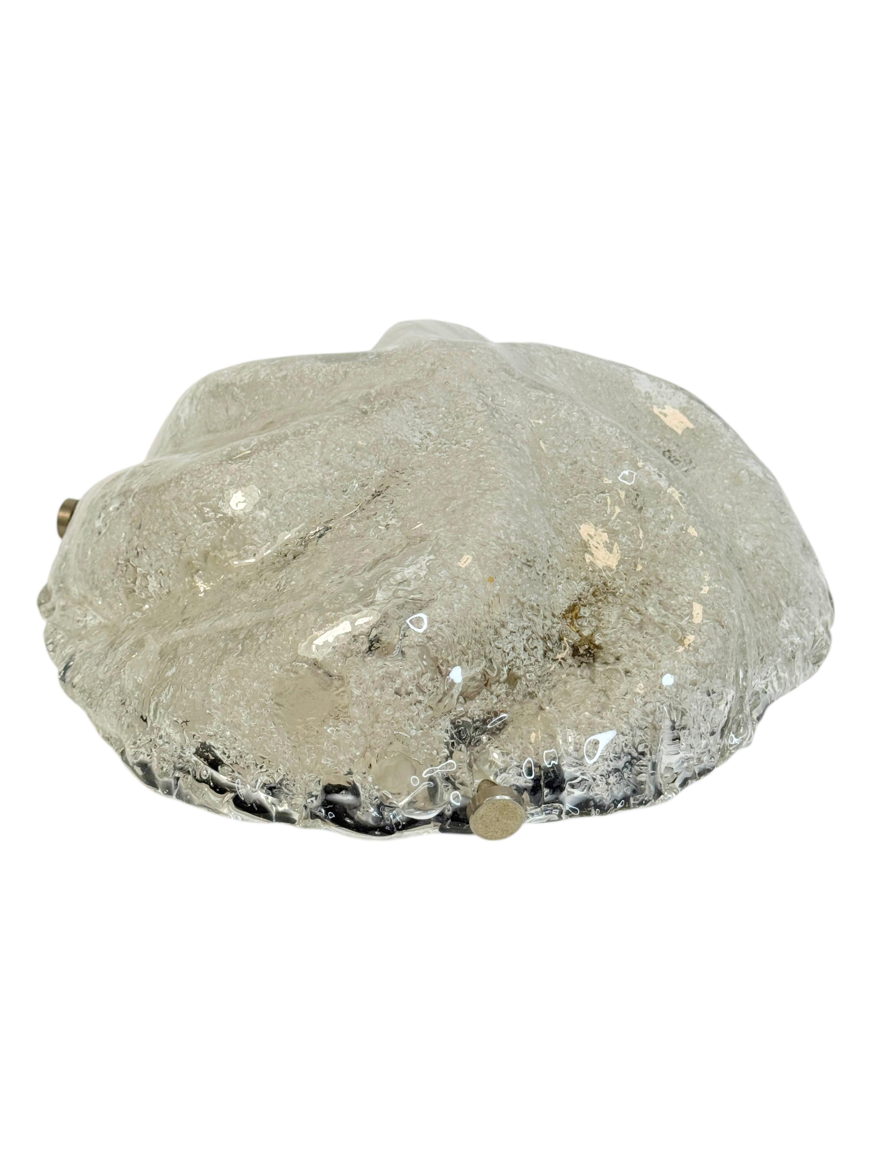 Iceberg Block Pattern Glass and Chrome, Flush Mount Ceiling Light, Italia, Años 60 mediados del siglo XX en venta