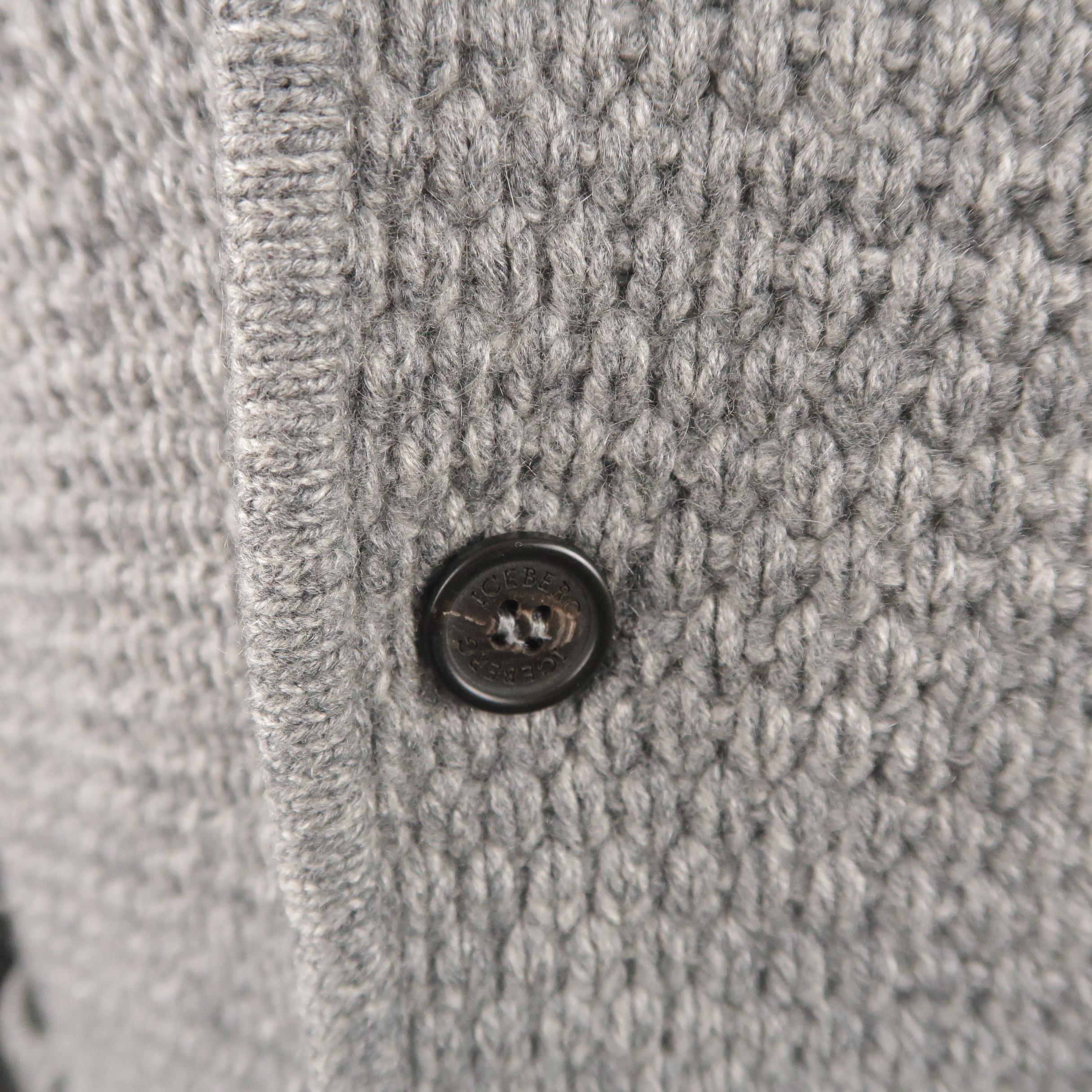 Gray ICEBERG S Grey Knitted Wool / Cashmere / Silk Notch Lapel Cardigan Jacket