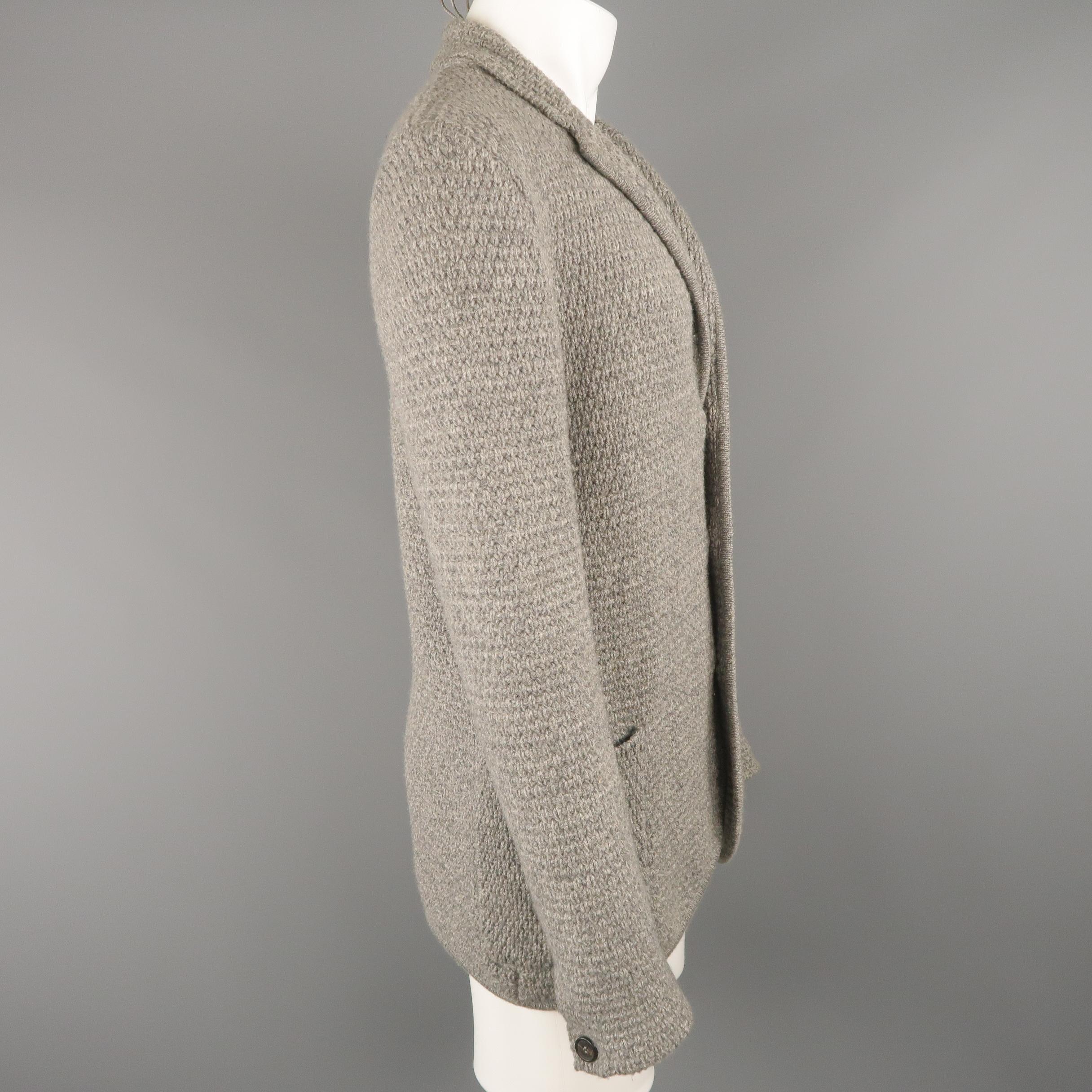 ICEBERG S Grey Knitted Wool / Cashmere / Silk Notch Lapel Cardigan Jacket In Excellent Condition In San Francisco, CA