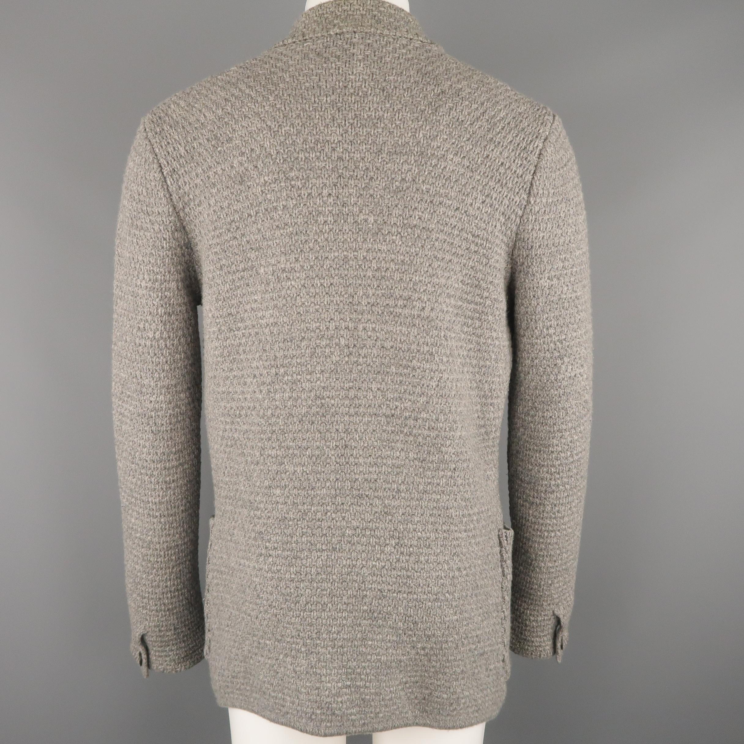 ICEBERG S Grey Knitted Wool / Cashmere / Silk Notch Lapel Cardigan Jacket 1