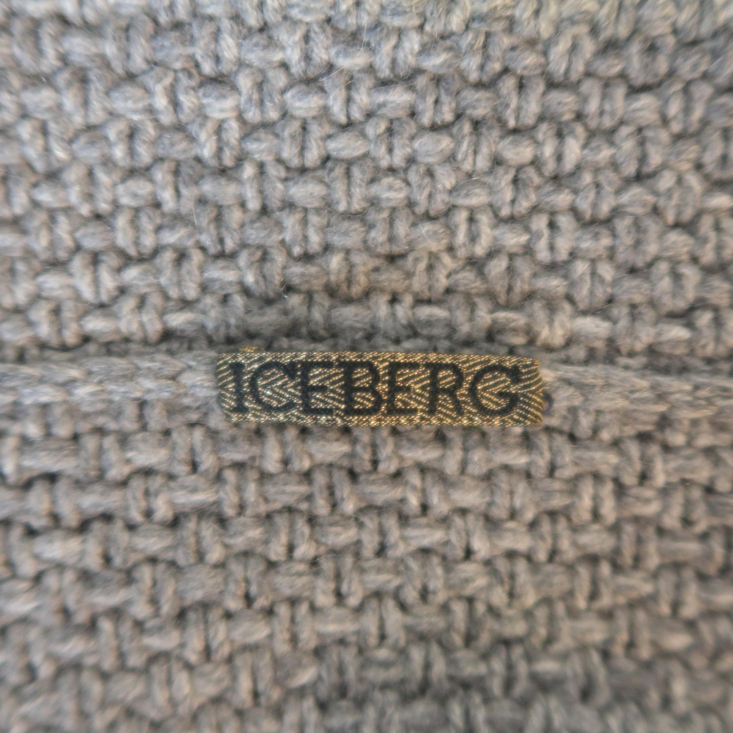 ICEBERG S Grey Knitted Wool / Cashmere / Silk Notch Lapel Cardigan Jacket 3