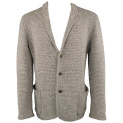 ICEBERG S Grey Knitted Wool / Cashmere / Silk Notch Lapel Cardigan Jacket