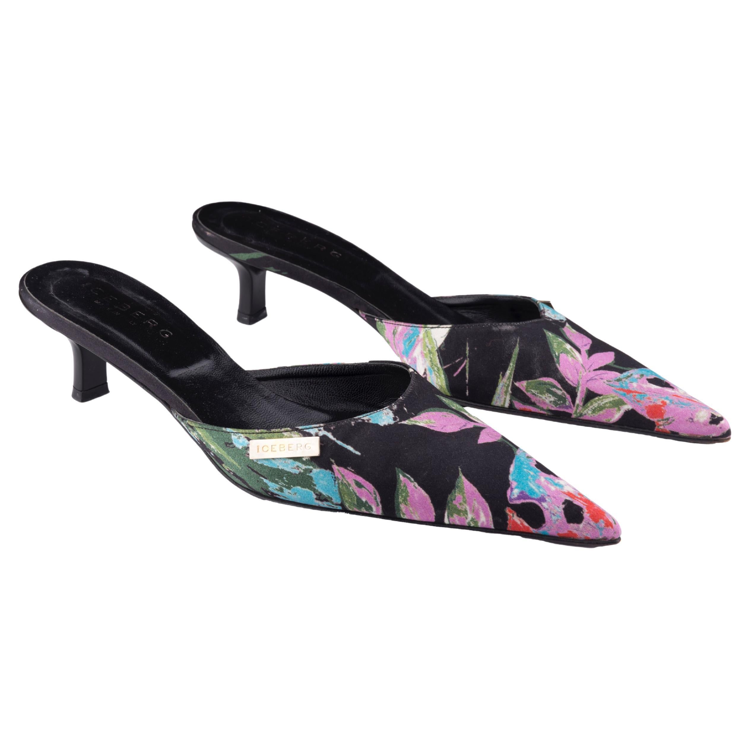 Iceberg S/S 2003 floral print mules For Sale at 1stDibs