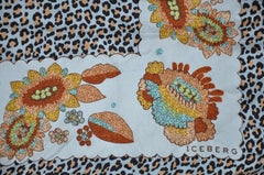 Iceberg  Shades of Blue "Leopard & Floral" Silk Scarf