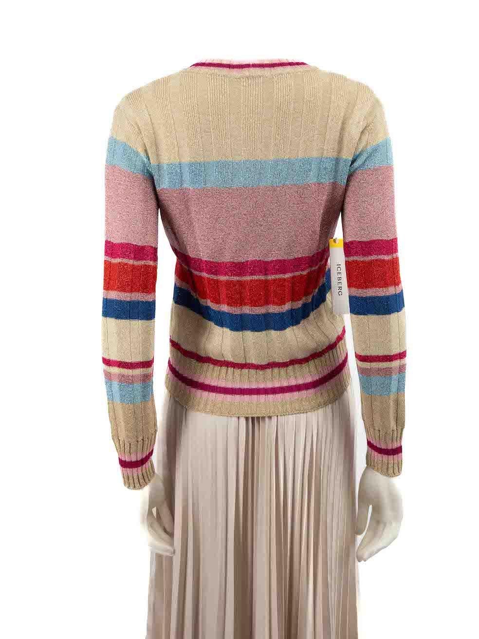 Iceberg Striped Glitter Logo Knit Jumper Size S In Good Condition For Sale In London, GB