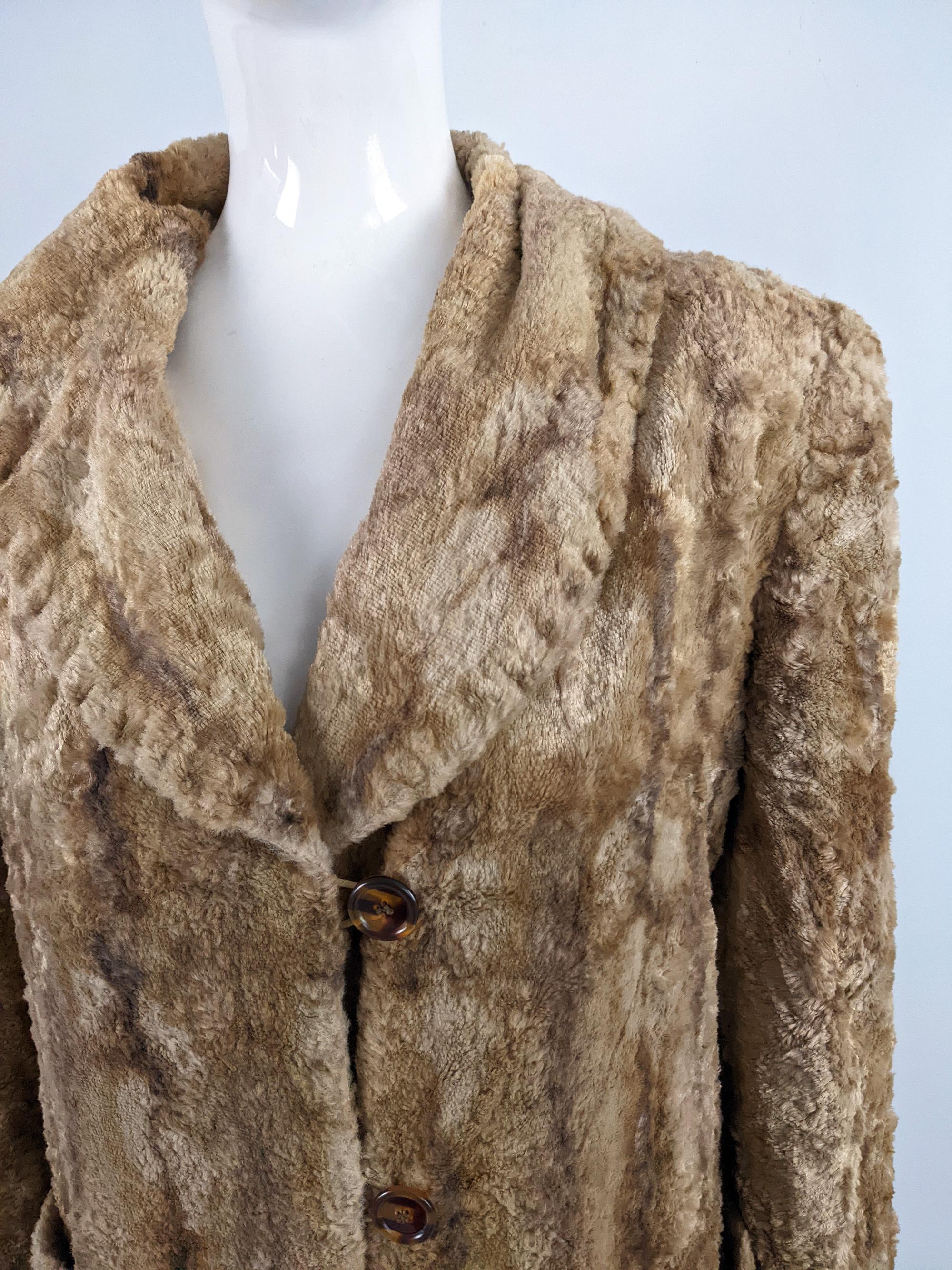 Iceberg Vintage Años 80 Mujer Rubia Piel sintética 80s Hombreras Chaqueta Abrigo Marrón en venta