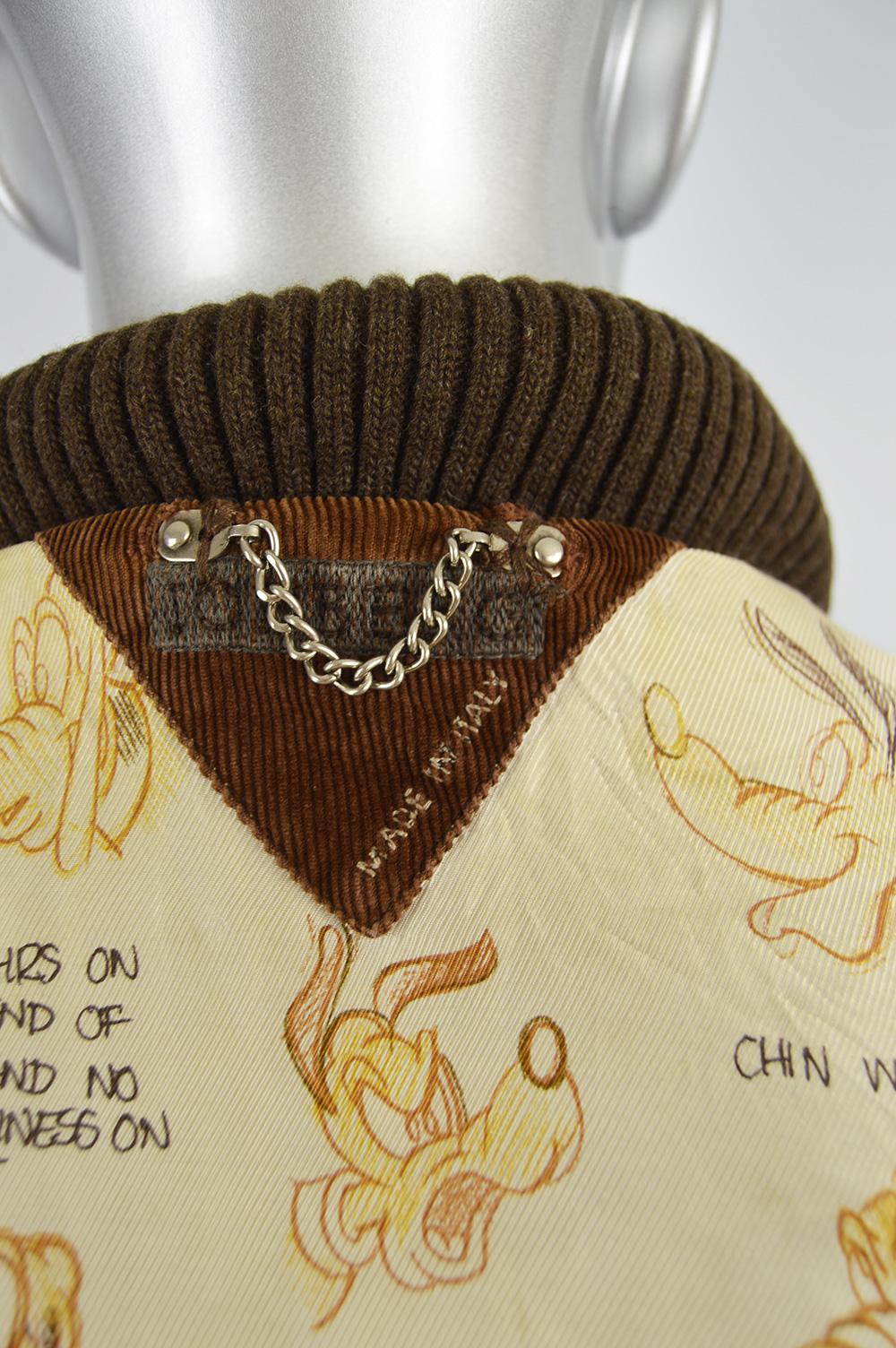 Iceberg Vintage Mens Brown Wool & Sheep Suede 'How to Knit Pluto' Varsity Jacket 2