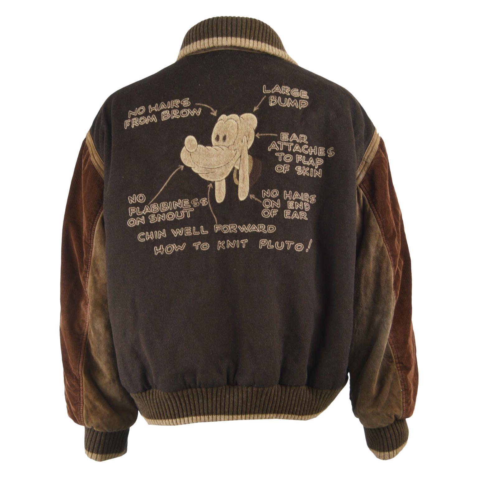 Iceberg Vintage Mens Brown Wool & Sheep Suede 'How to Knit Pluto' Varsity  Jacket