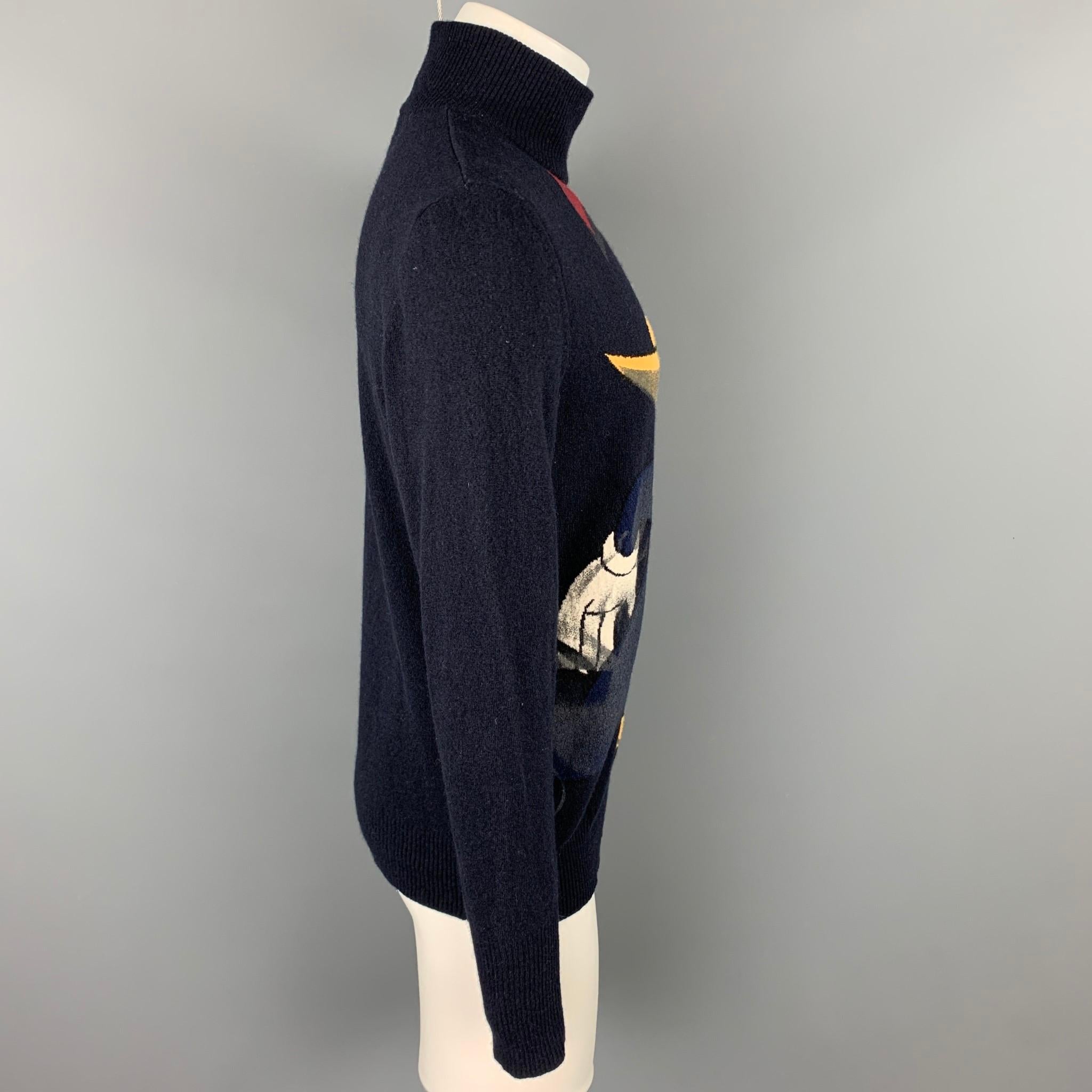 ICEBERG Woody Woodpecker Größe L Marine gestrickt Wolle / Nylon Mock Turtleneck (Schwarz)