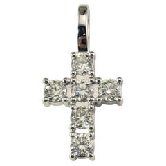 Icebox "Large Rocks" 14 Karat White Gold Diamond Cross Pendant #19511