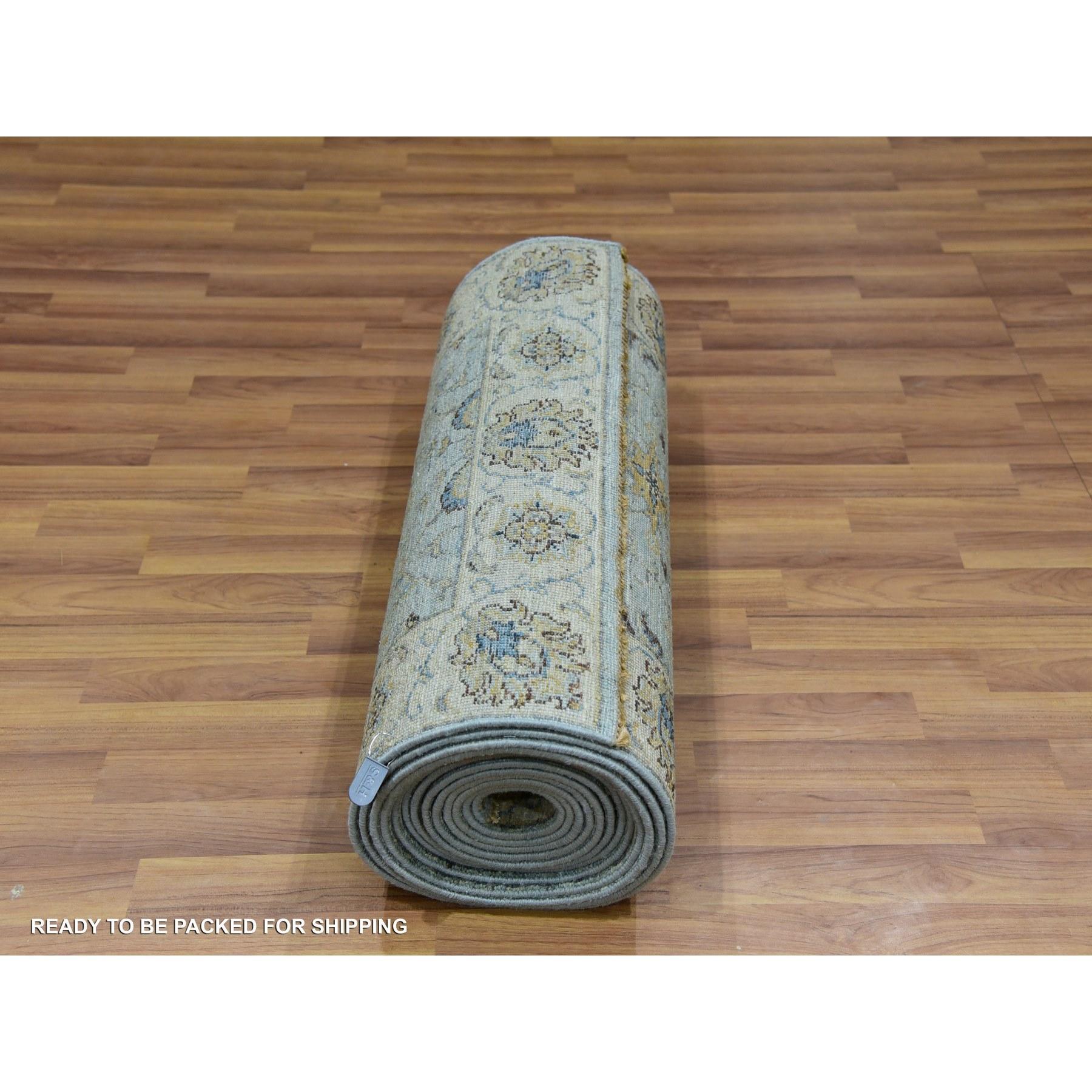 Handgeknüpfter Shah Abbas Design XL-Läufer in Iced Aquablau aus Wolle, handgeknüpft, 2'6