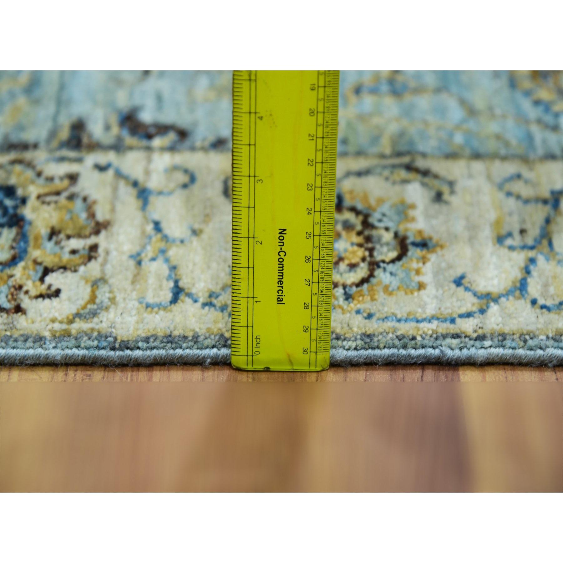 Handgeknüpfter Shah Abbas Design XL-Läufer in Iced Aquablau aus Wolle, handgeknüpft, 2'6
